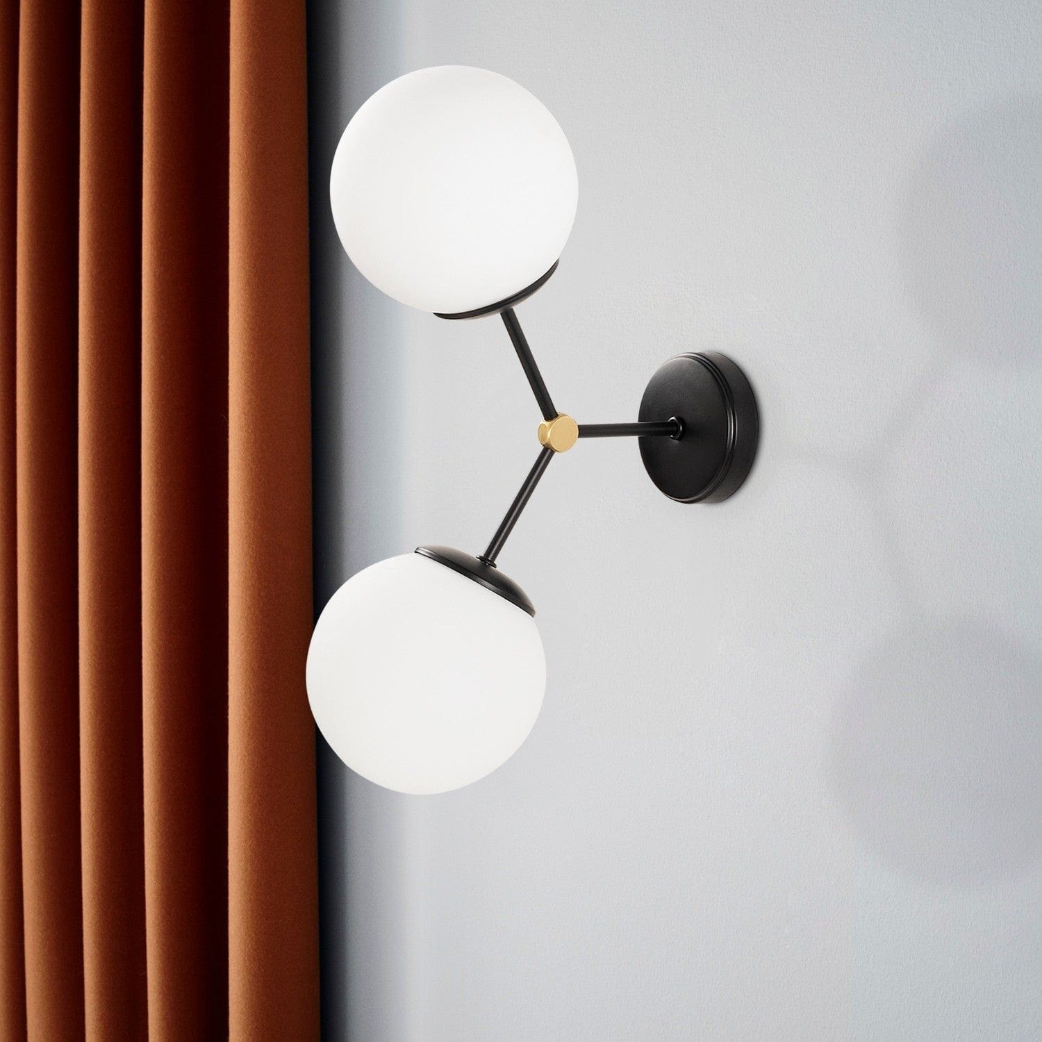 Lampa perete DAMAR-6342, negru/alb, metal/sticla, 28x15x44 cm