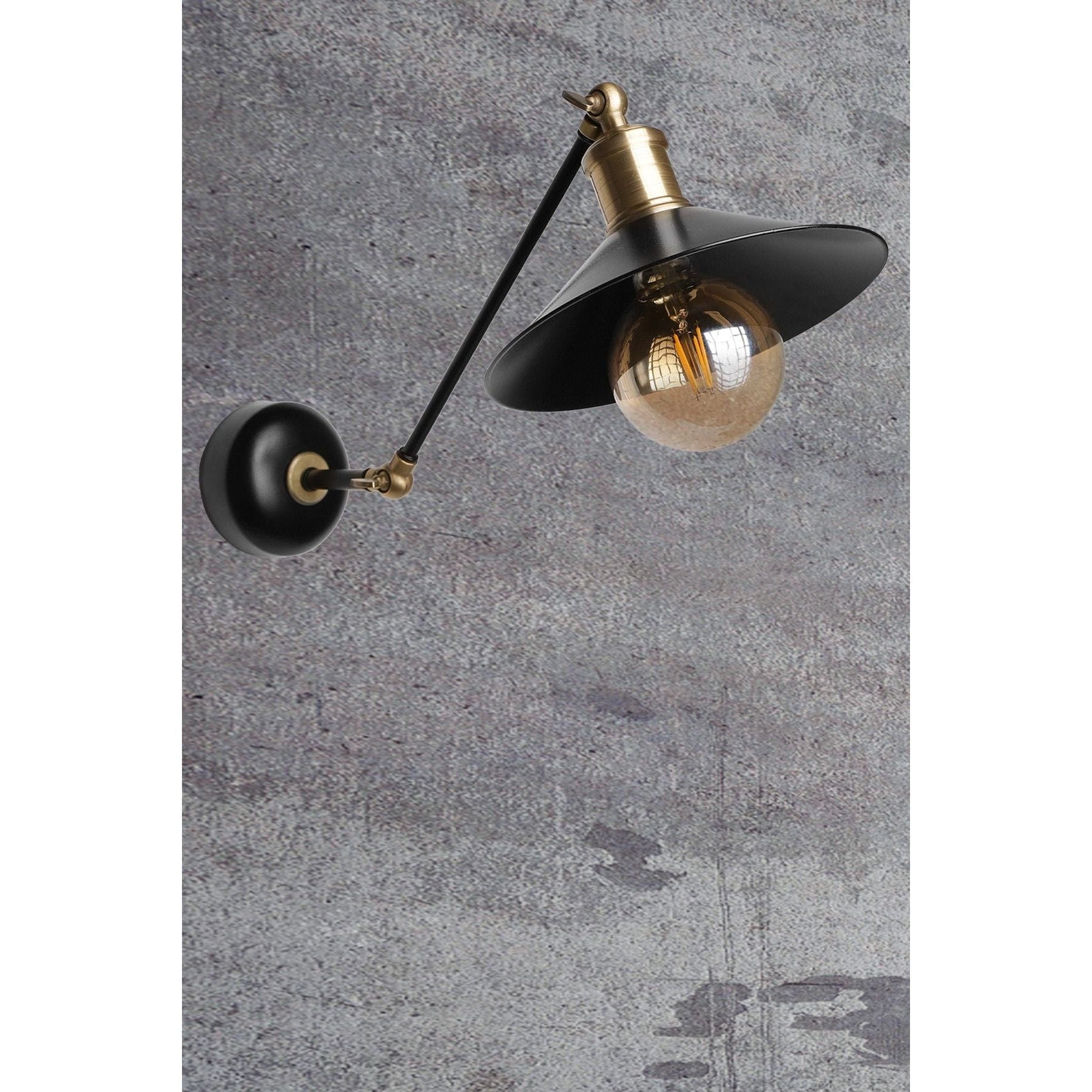 Lampa perete Emily, negru/auriu, metal, 23x30 cm