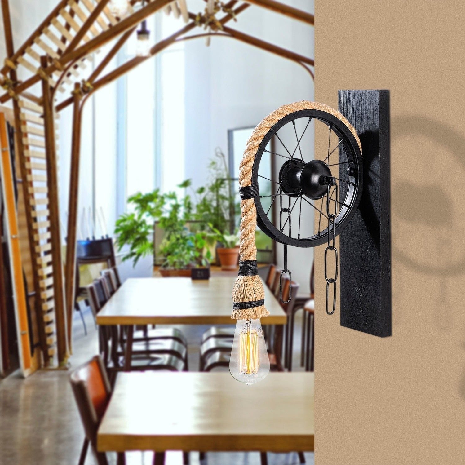 Lampa perete EREBOS-123-A, negru, lemn, 15x26x40 cm