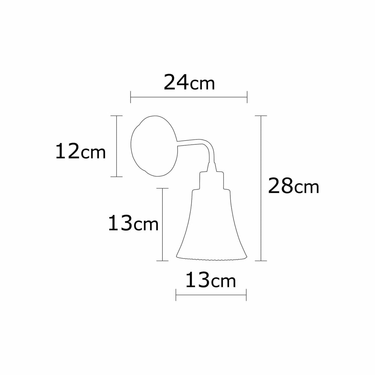 Lampa perete FOCA-N-131, auriu/stejar, sticla/fier, 13x24x28 cm