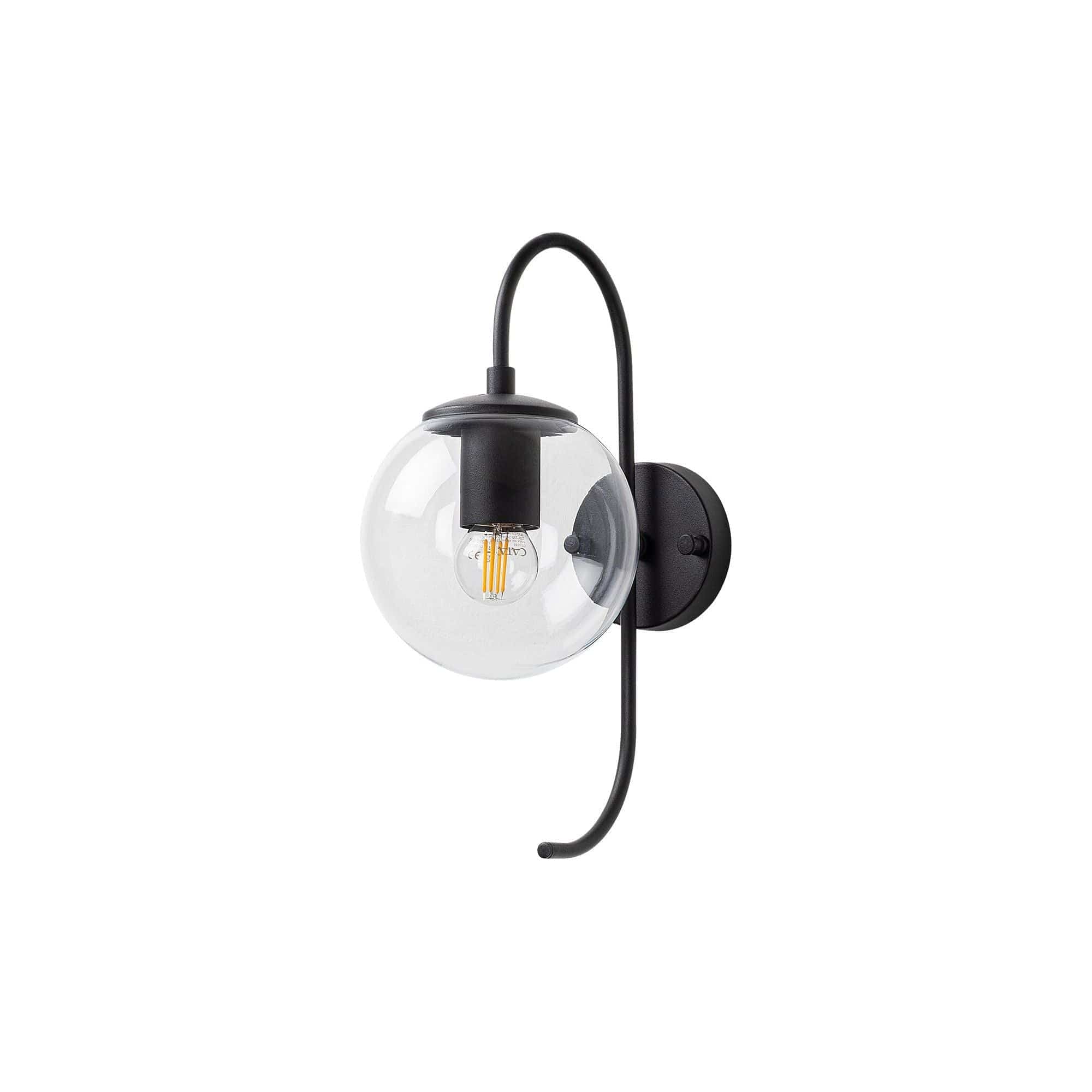 Lampa perete JEWEL, negru, metal/sticla, 15x27x36 cm