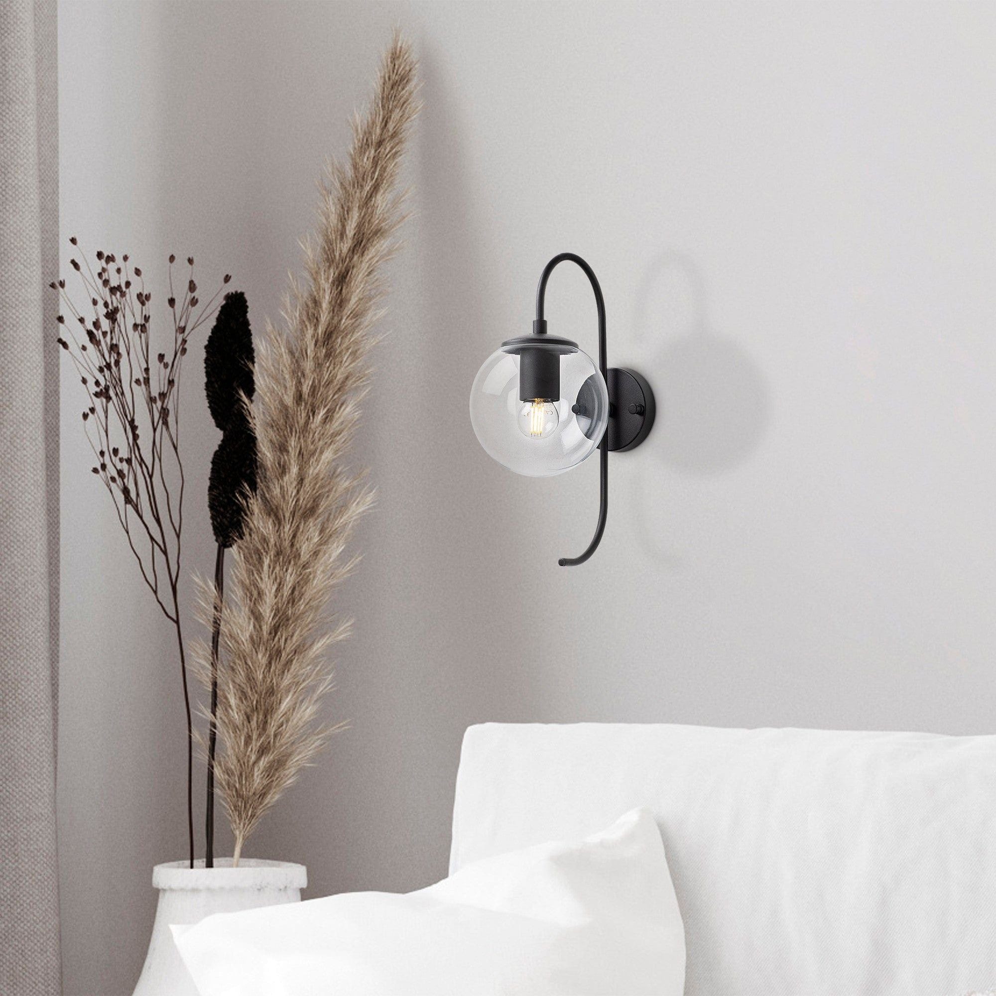 Lampa perete JEWEL, negru, metal/sticla, 15x27x36 cm