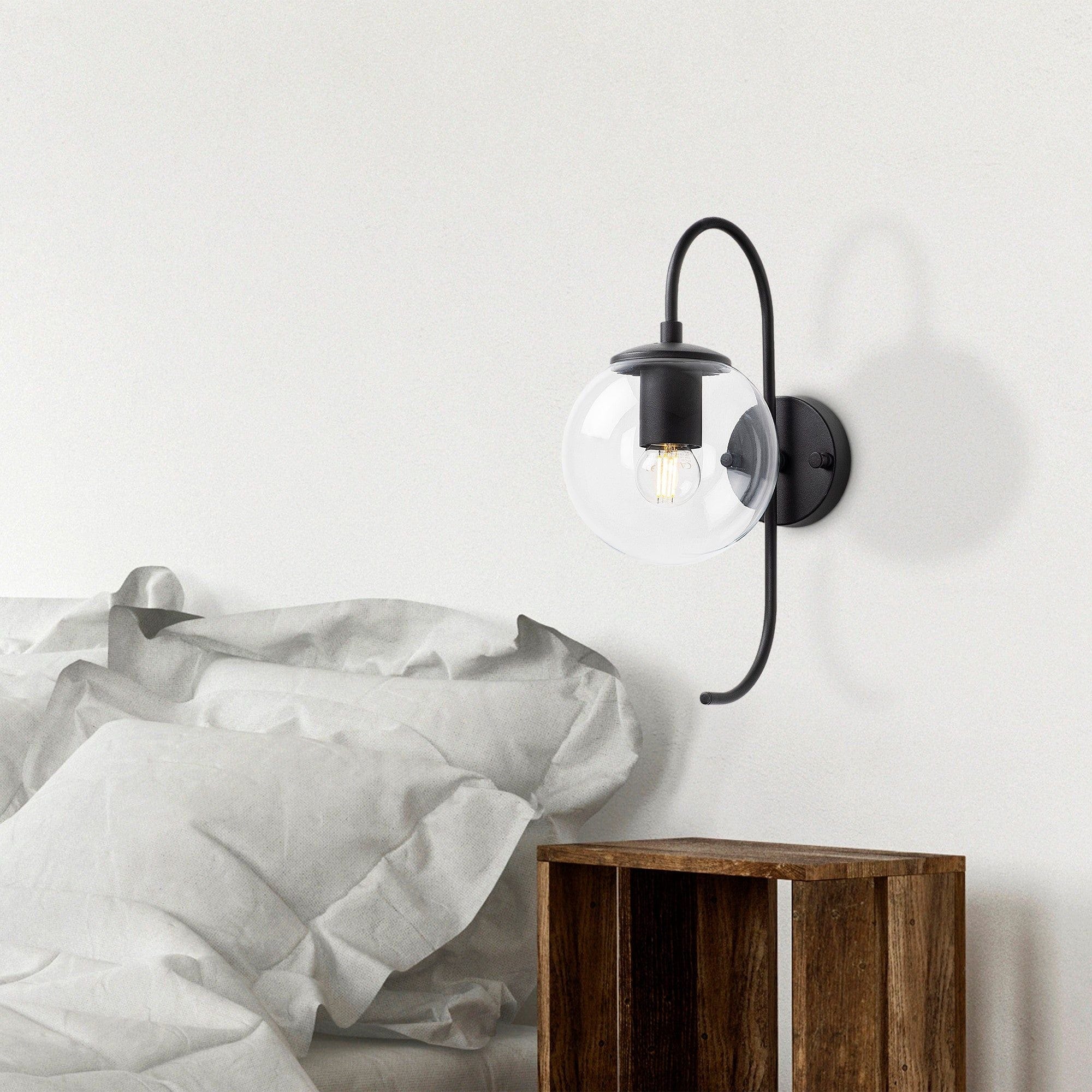 Lampa perete JEWEL, negru, metal/sticla, 15x27x36 cm