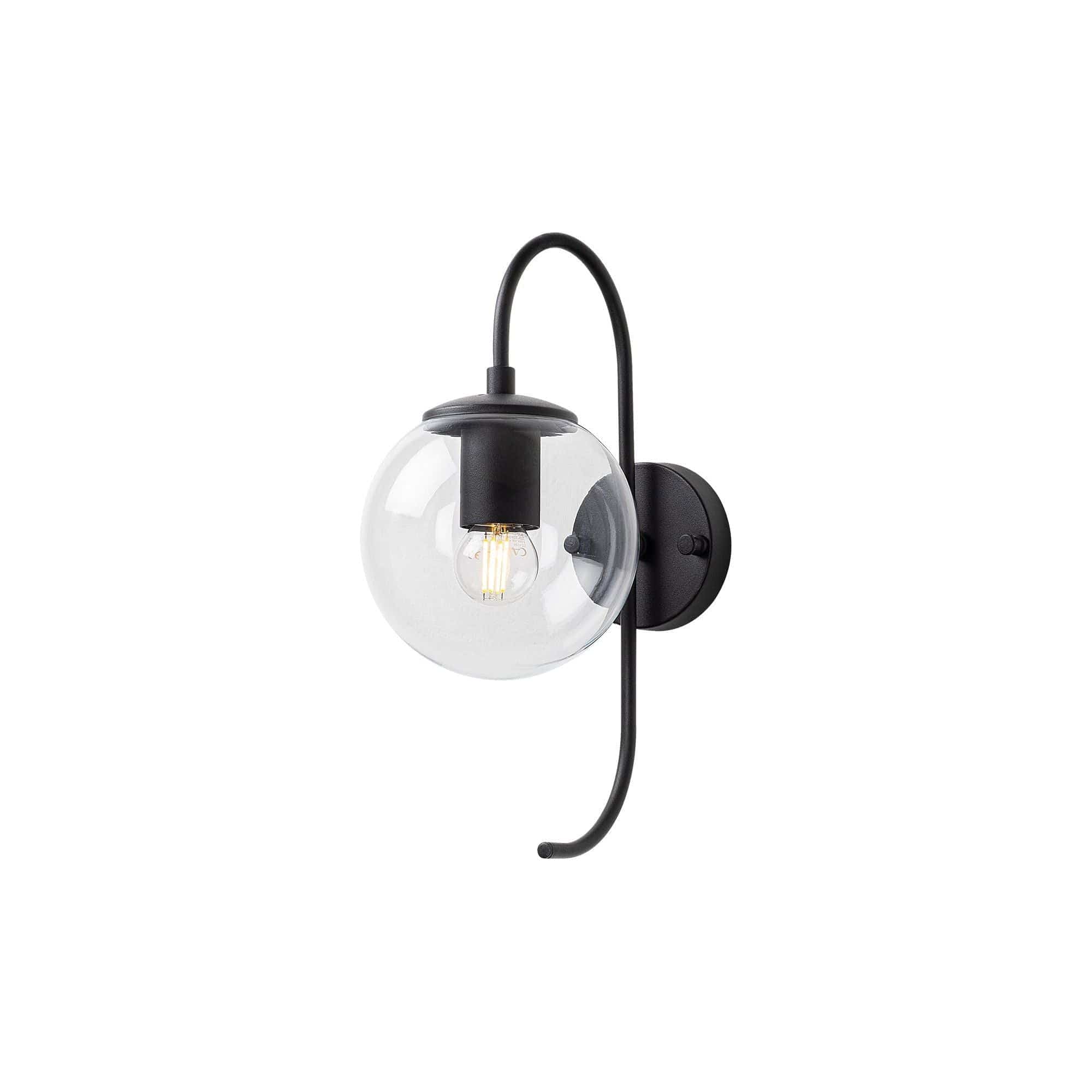 Lampa perete JEWEL, negru, metal/sticla, 15x27x36 cm