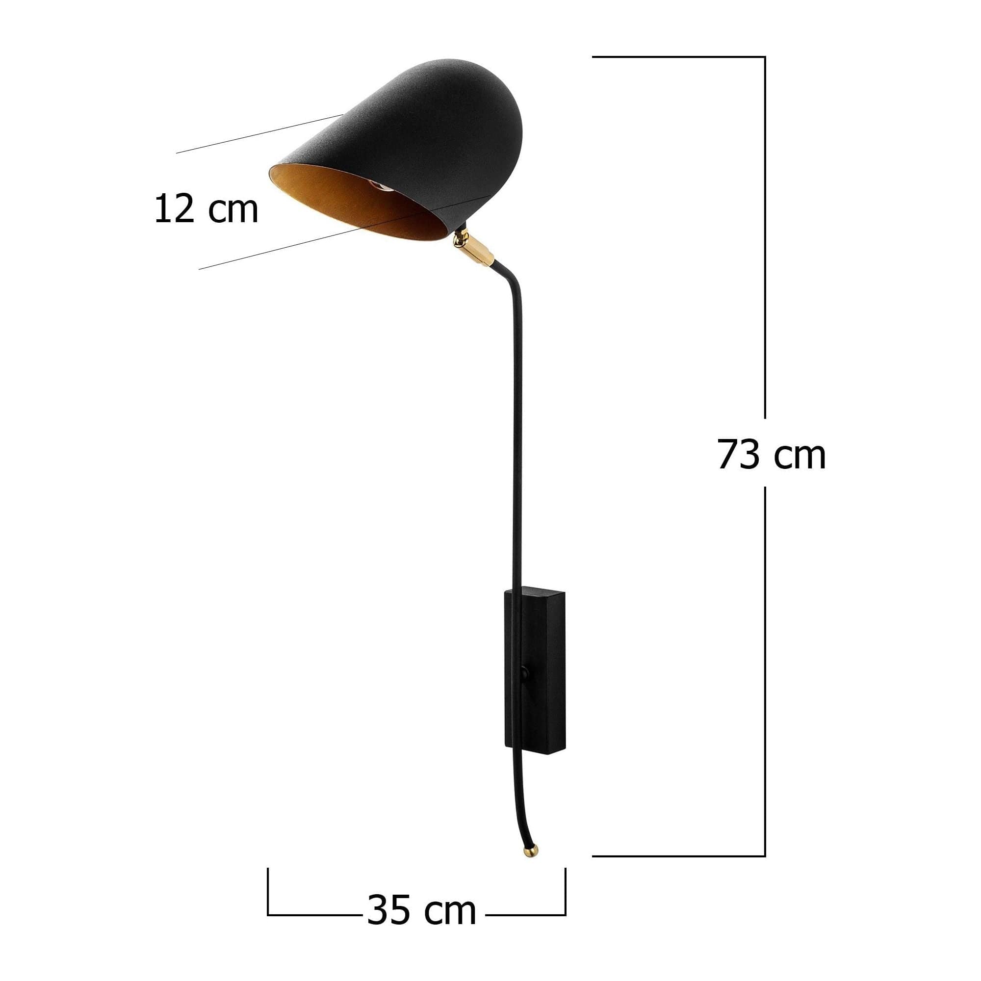 Lampa perete KESIK-4951, negru/auriu, metal, 12x35x73 cm