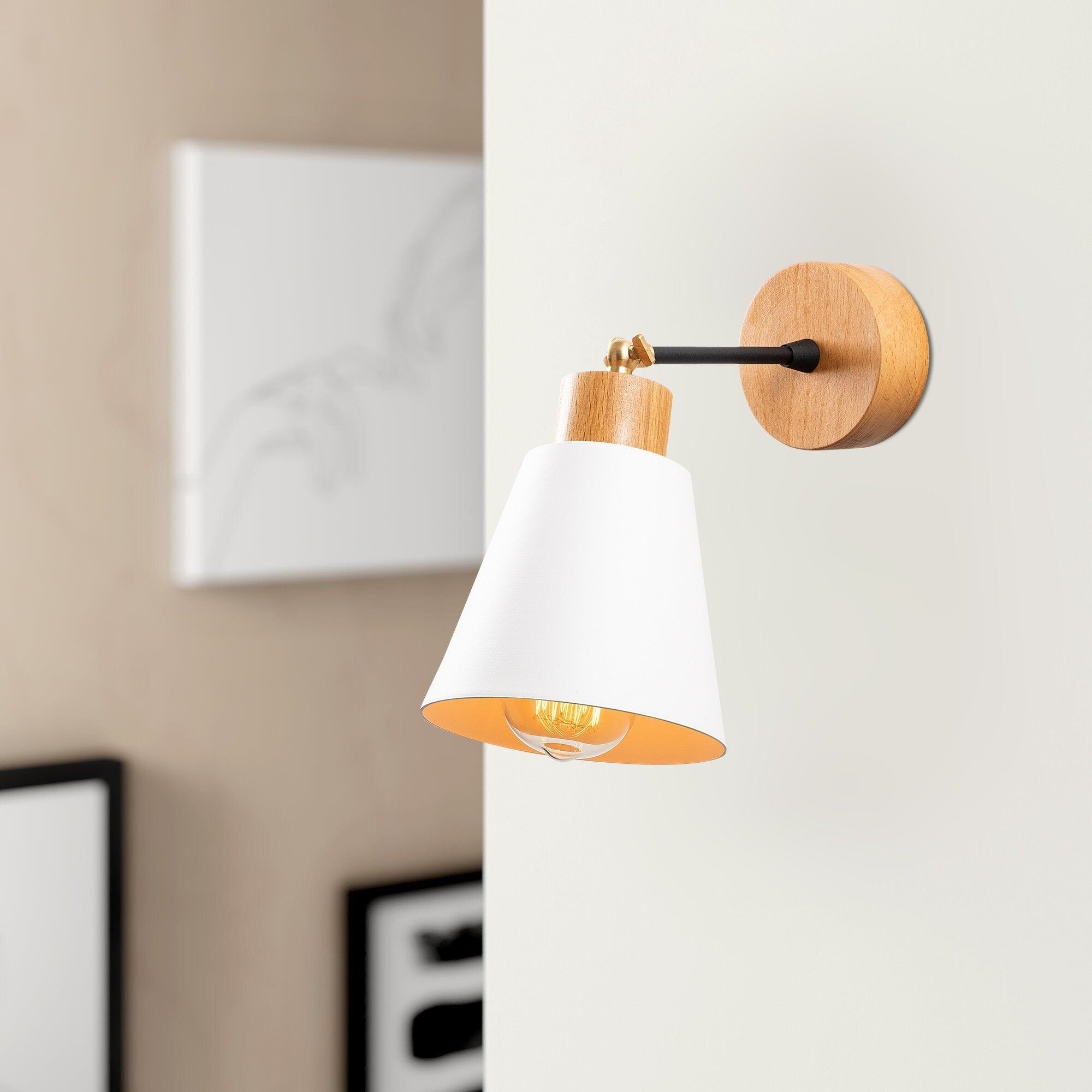 Lampa perete MANAVGAT N-618, stejar/alb, metal/lemn, 14x25x25 cm