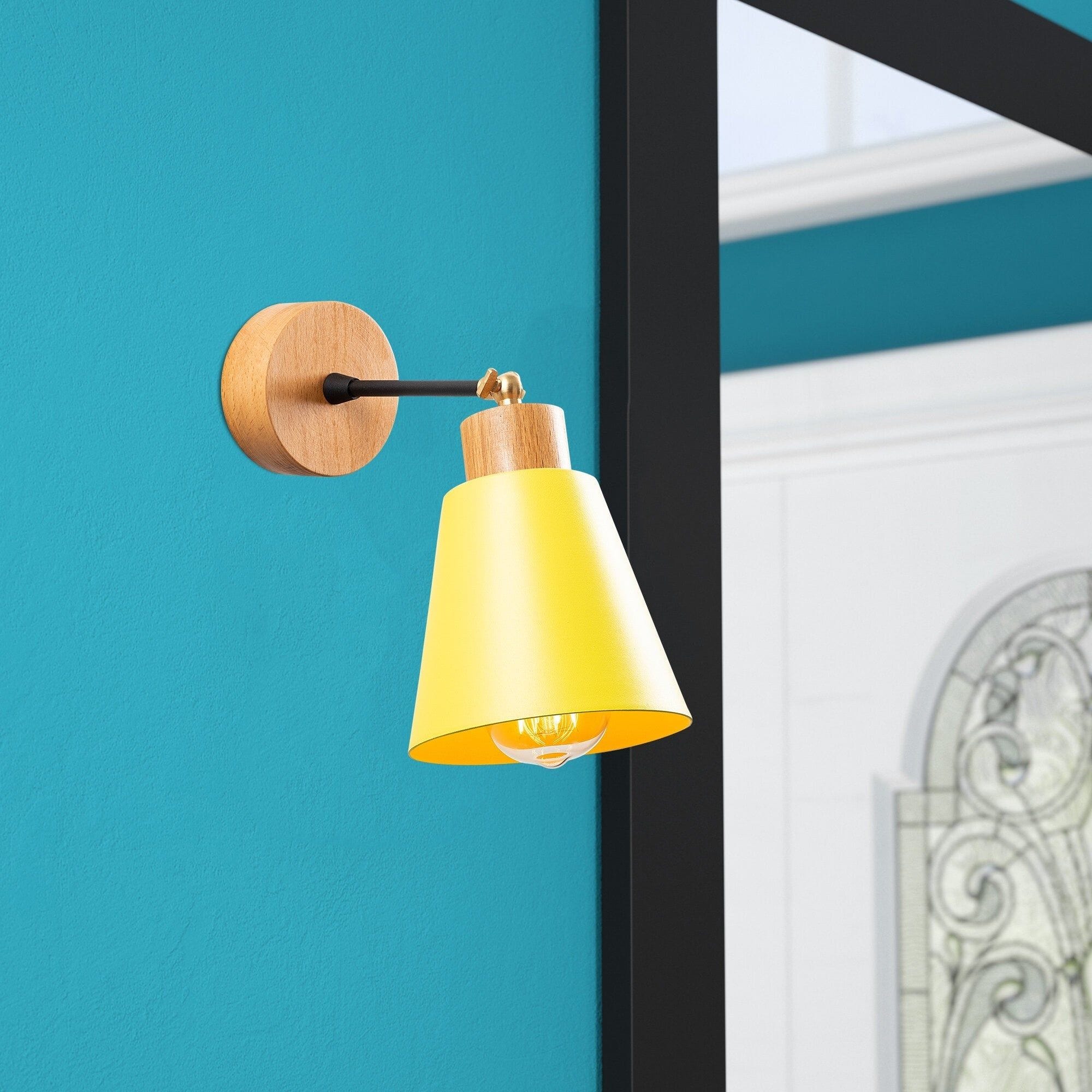 Lampa perete MANAVGAT N-619, stejar/galben, metal/lemn, 14x25 cm