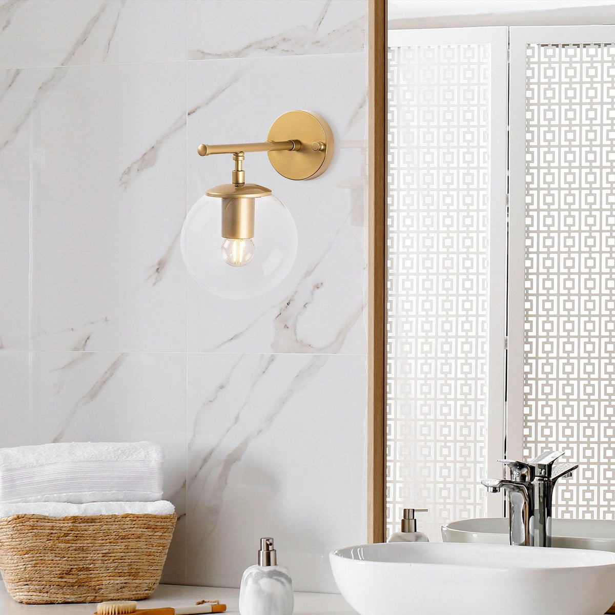 Lampa perete ROE 10720, auriu, metal/sticla, 15x24x24 cm