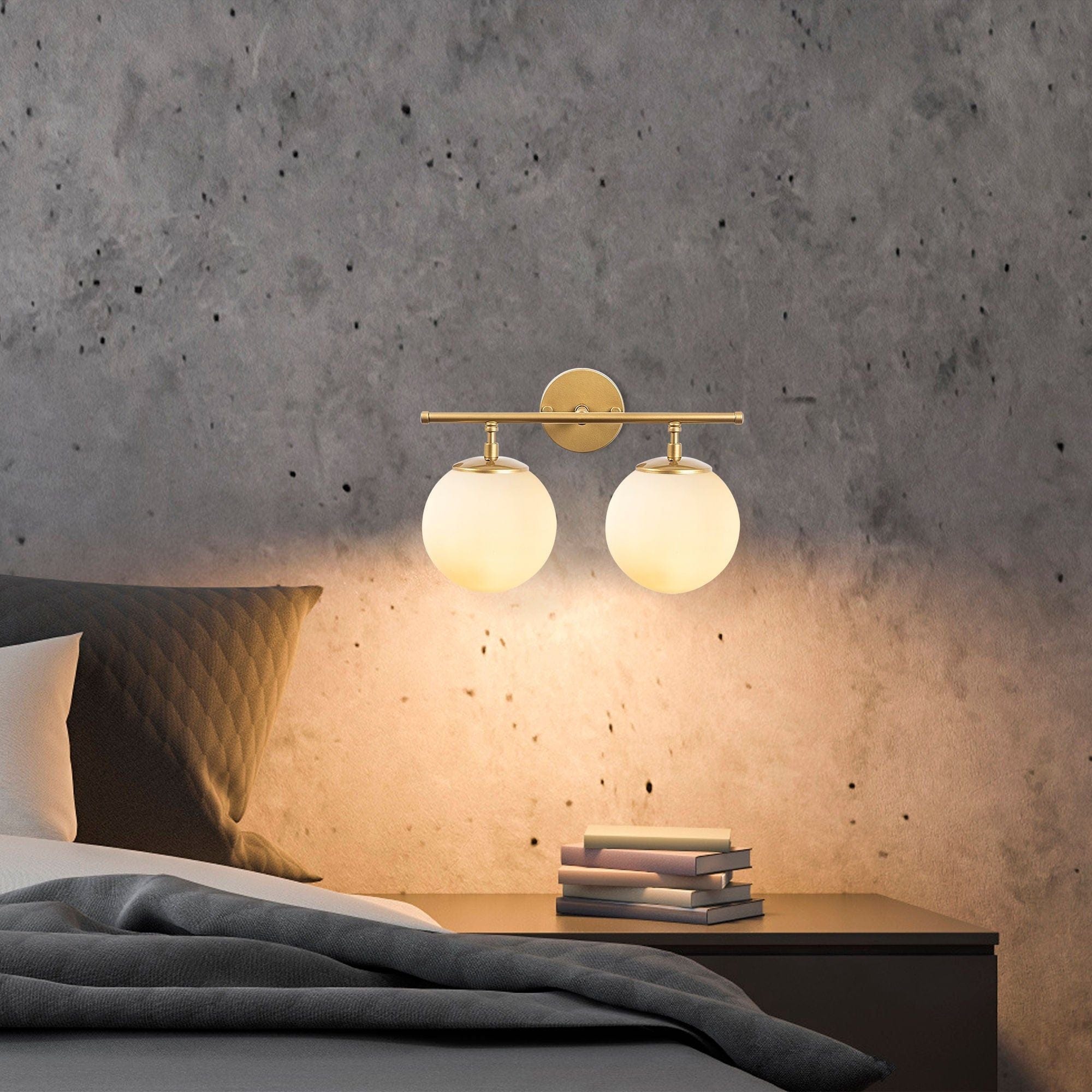 Lampa perete ROE-10735, bej inchis/alb, metal/sticla, 36x16x24 cm