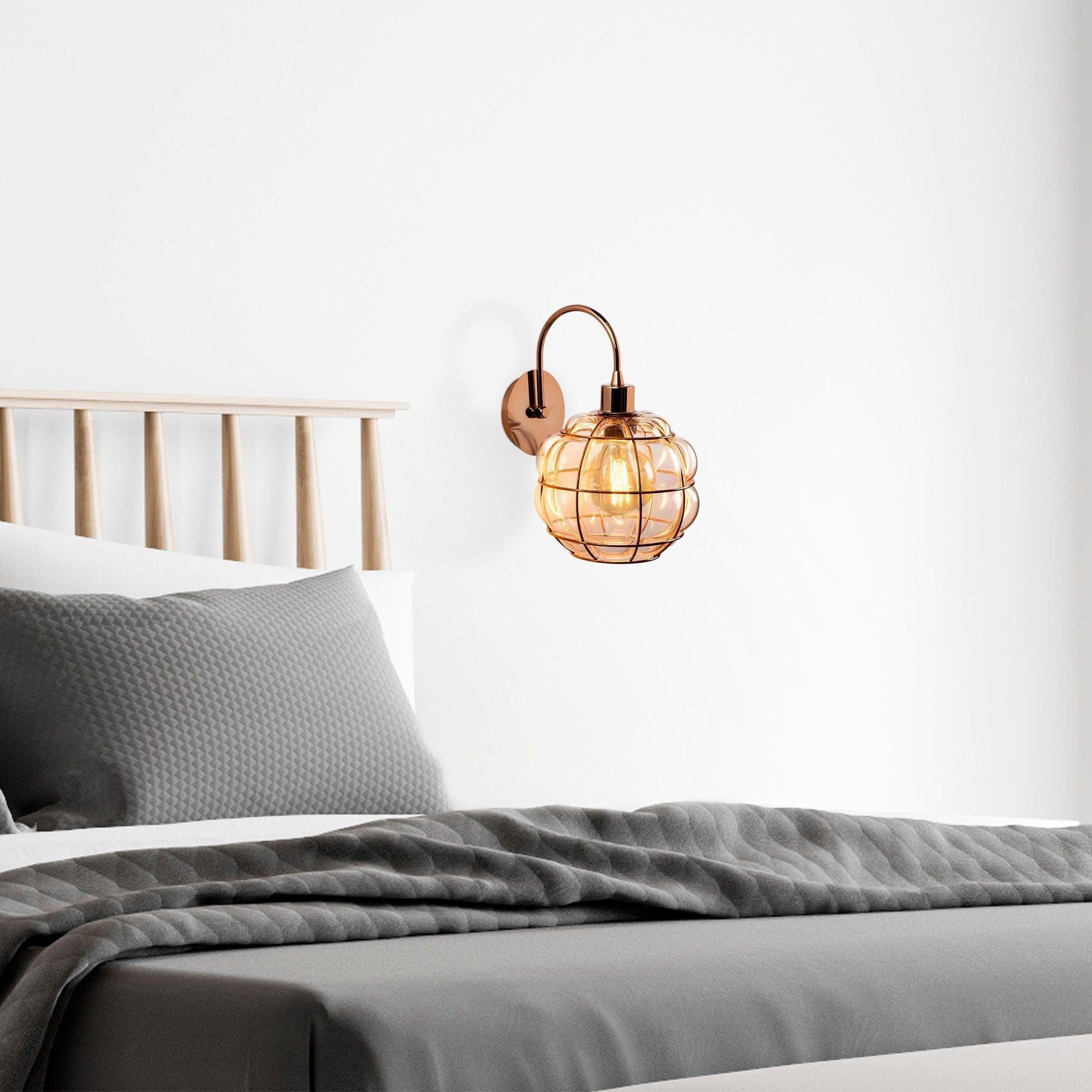 Lampa perete SAFDERUN 401-A, roz auriu, metal/sticla, 23x27x30 cm