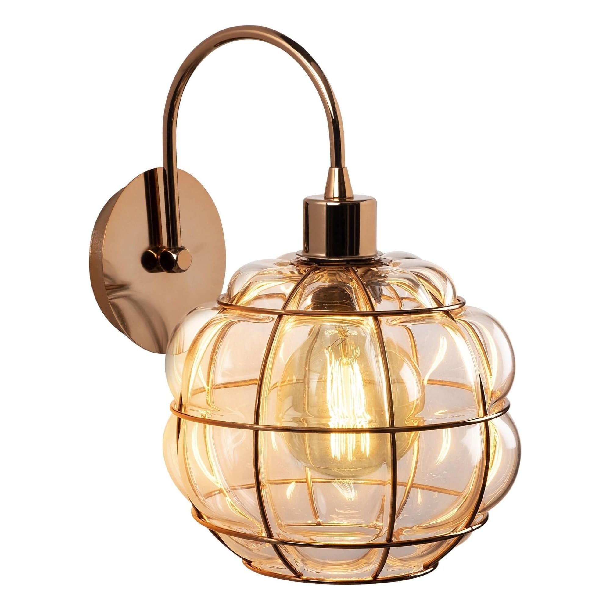 Lampa perete SAFDERUN 401-A, roz auriu, metal/sticla, 23x27x30 cm