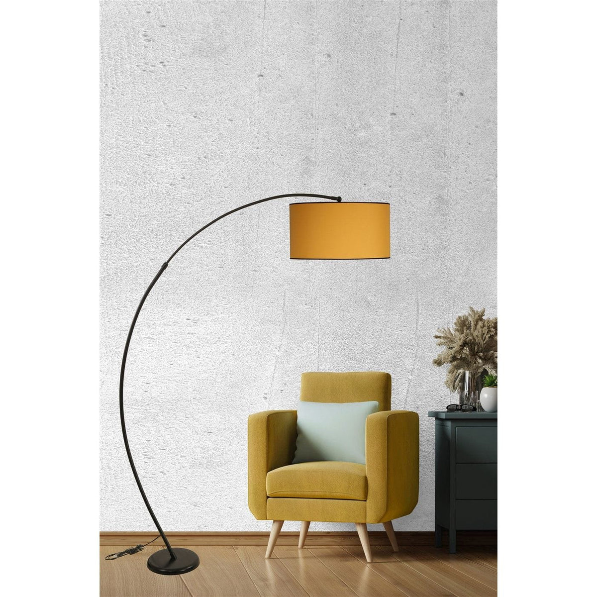 Lampadar MISRA, galben/negru, metal, 185x30x185 cm