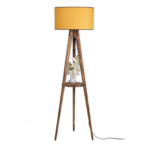 Lampadar SEHBALI, stejar/galben, lemn/material textil, 45x153 cm