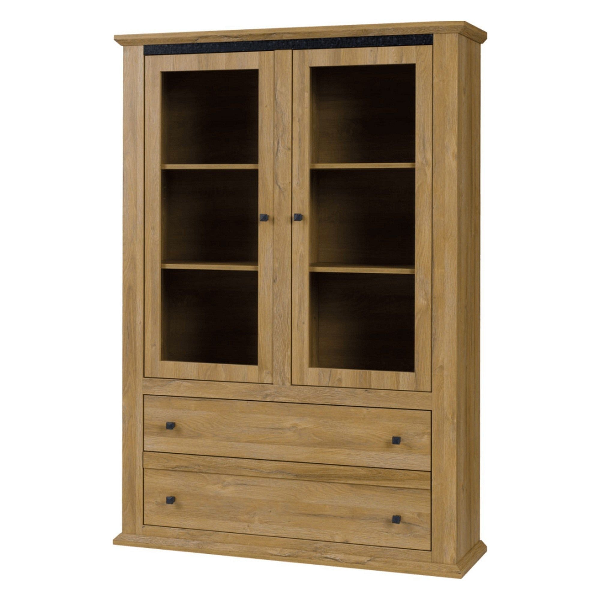 Vitrina LEON MZ5, stejar, PAL laminat/canturi ABS, 125x40x180 cm