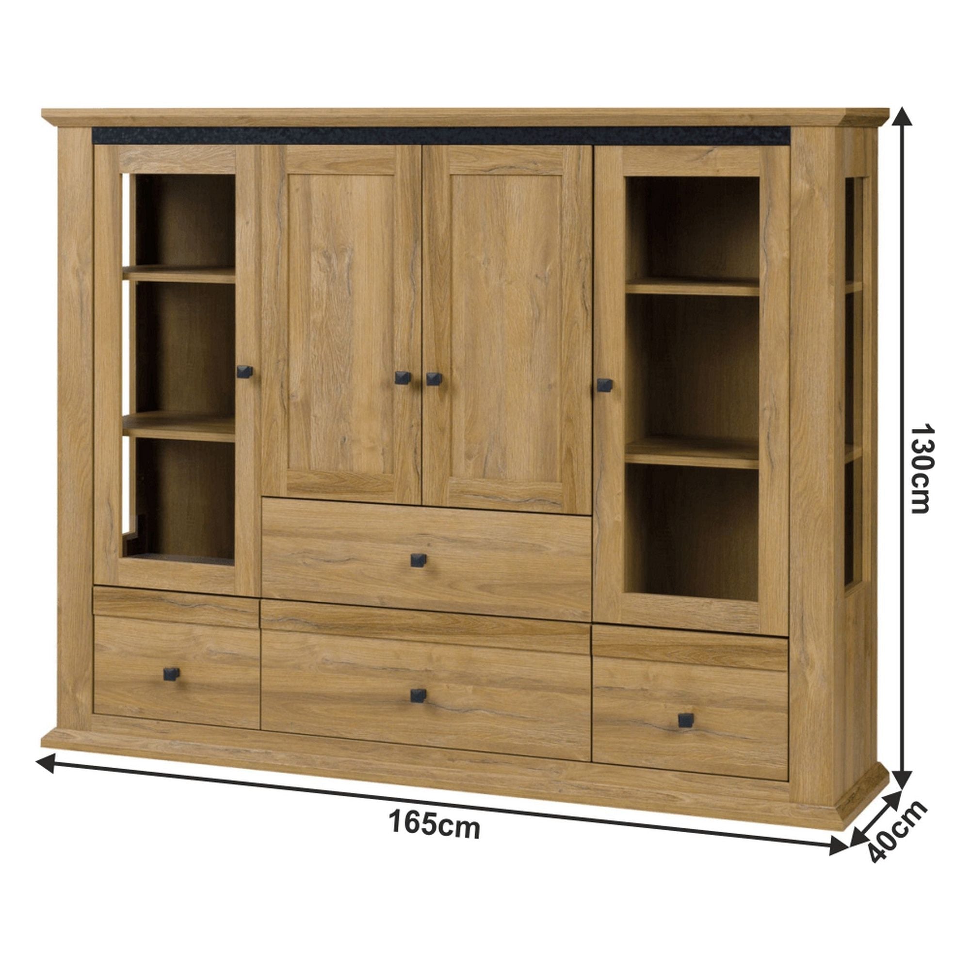 Vitrina LEON MZ6, stejar, PAL laminat/canturi ABS, 165x40x130 cm