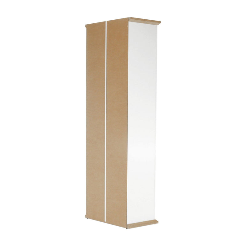 Vitrina living LEON MZ4, PAL laminat, alb/stejar grand, 70x40x200 cm, 1 usa si 2 sertare