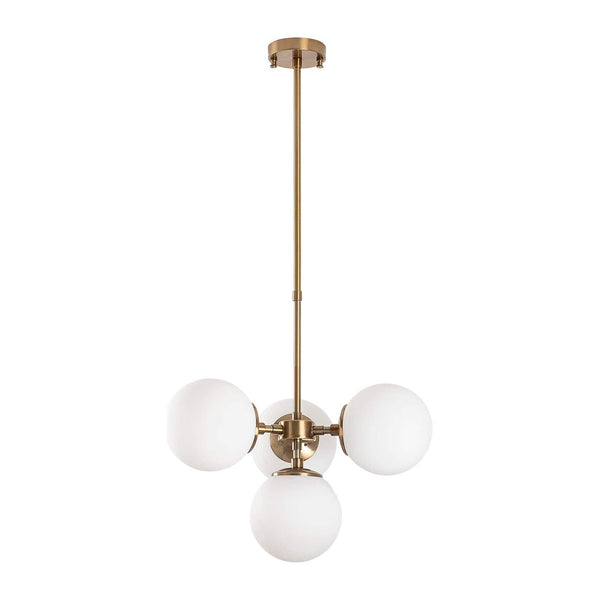 Lustra 942FLG1160, bronz/alb, metal/sticla, 43x43x47-89 cm
