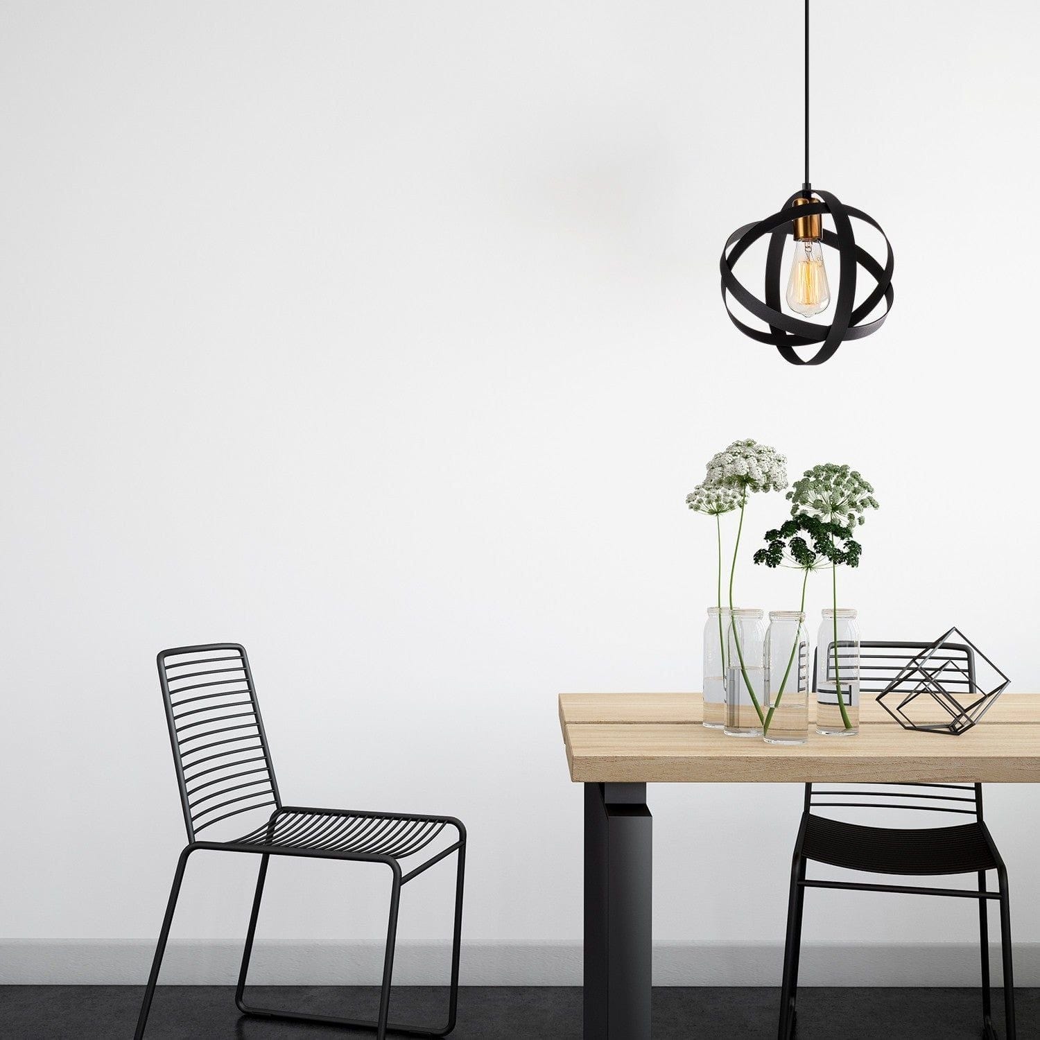 Lustra GEZEGEN 6101, negru, metal, 25x35-121 cm