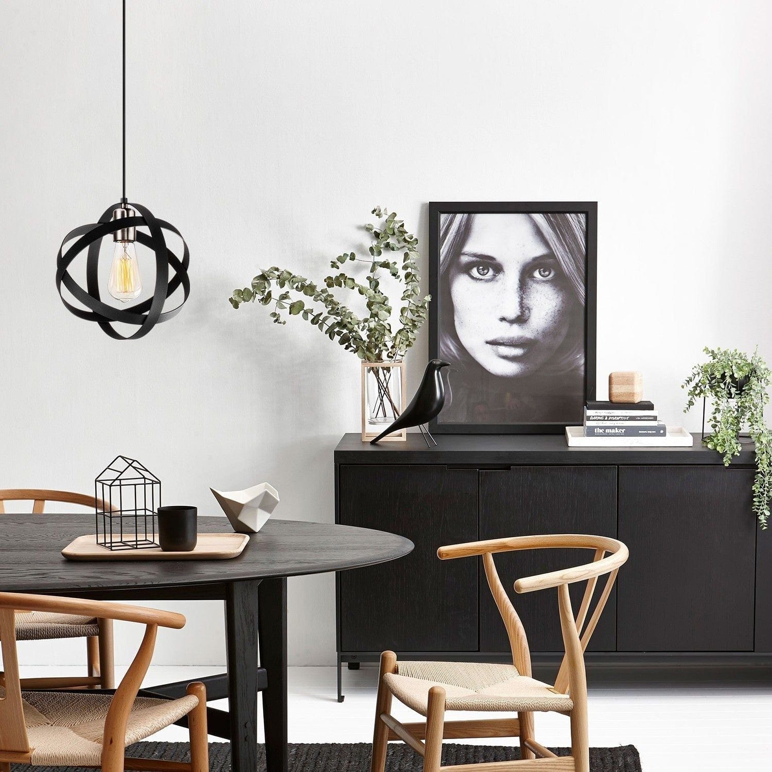Lustra GEZEGEN 6121, negru, metal, 25x35-121 cm