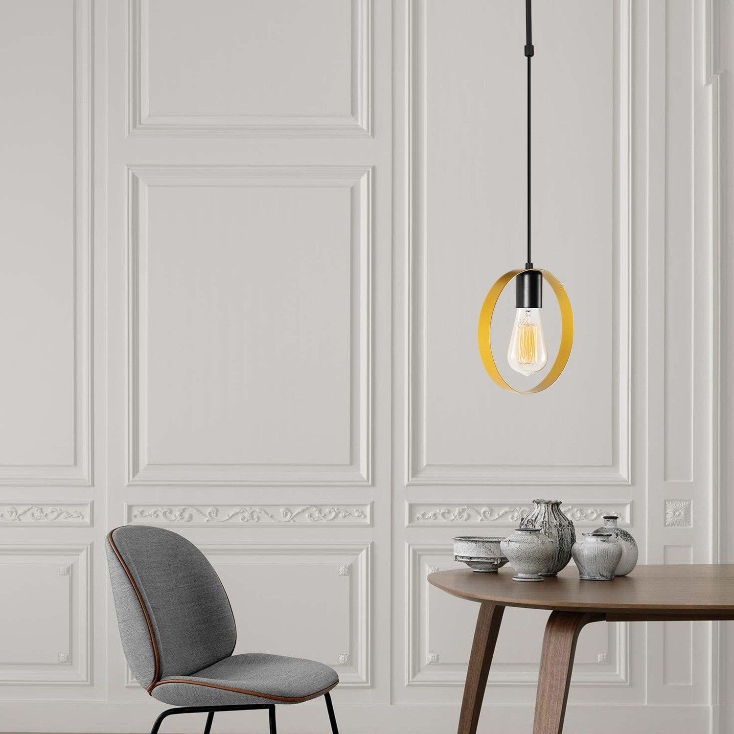 Lustra HALKA 4561, negru/auriu, metal, 20x5x30-113 cm