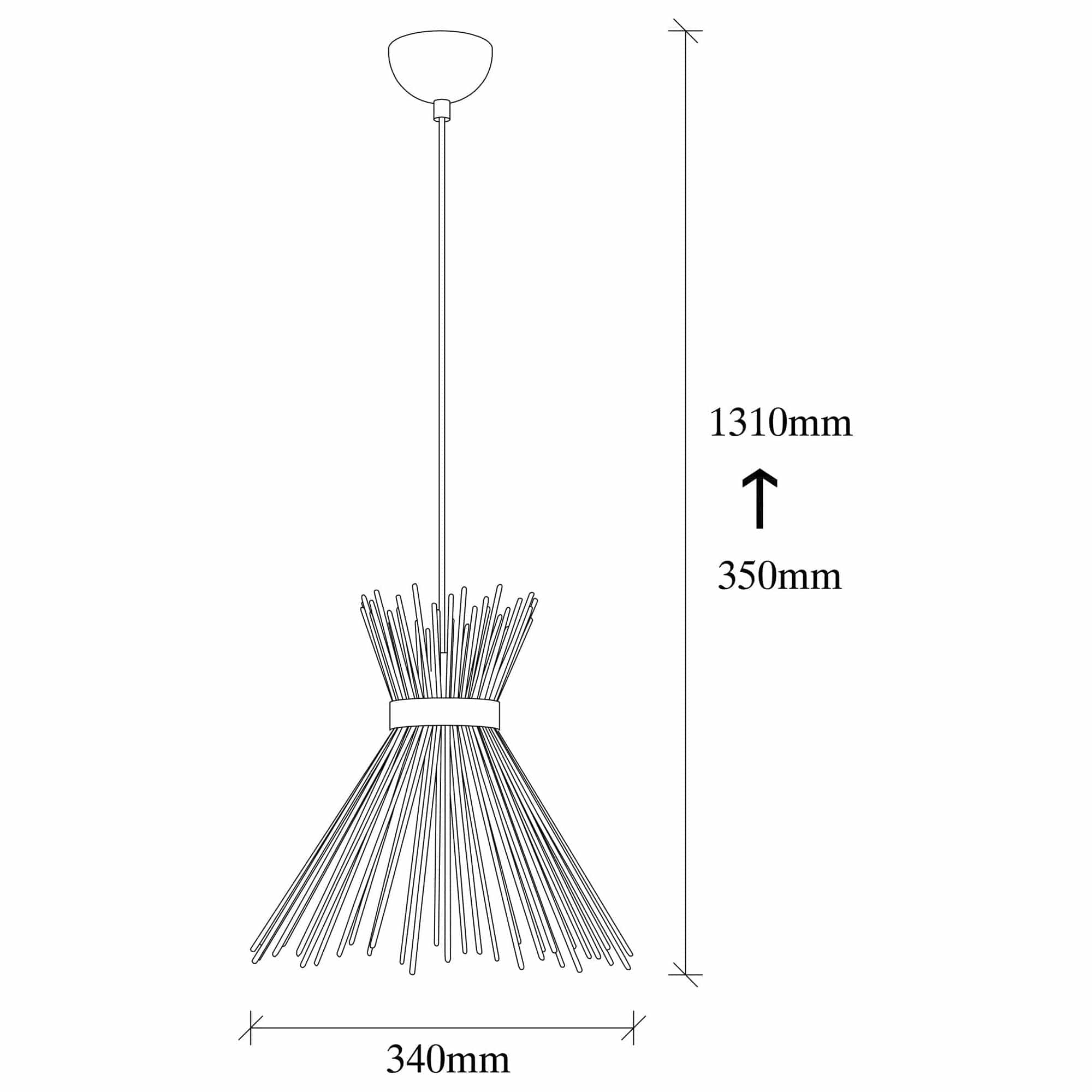 Lustra KIRPI 3081, negru, metal, 34x35-131 cm