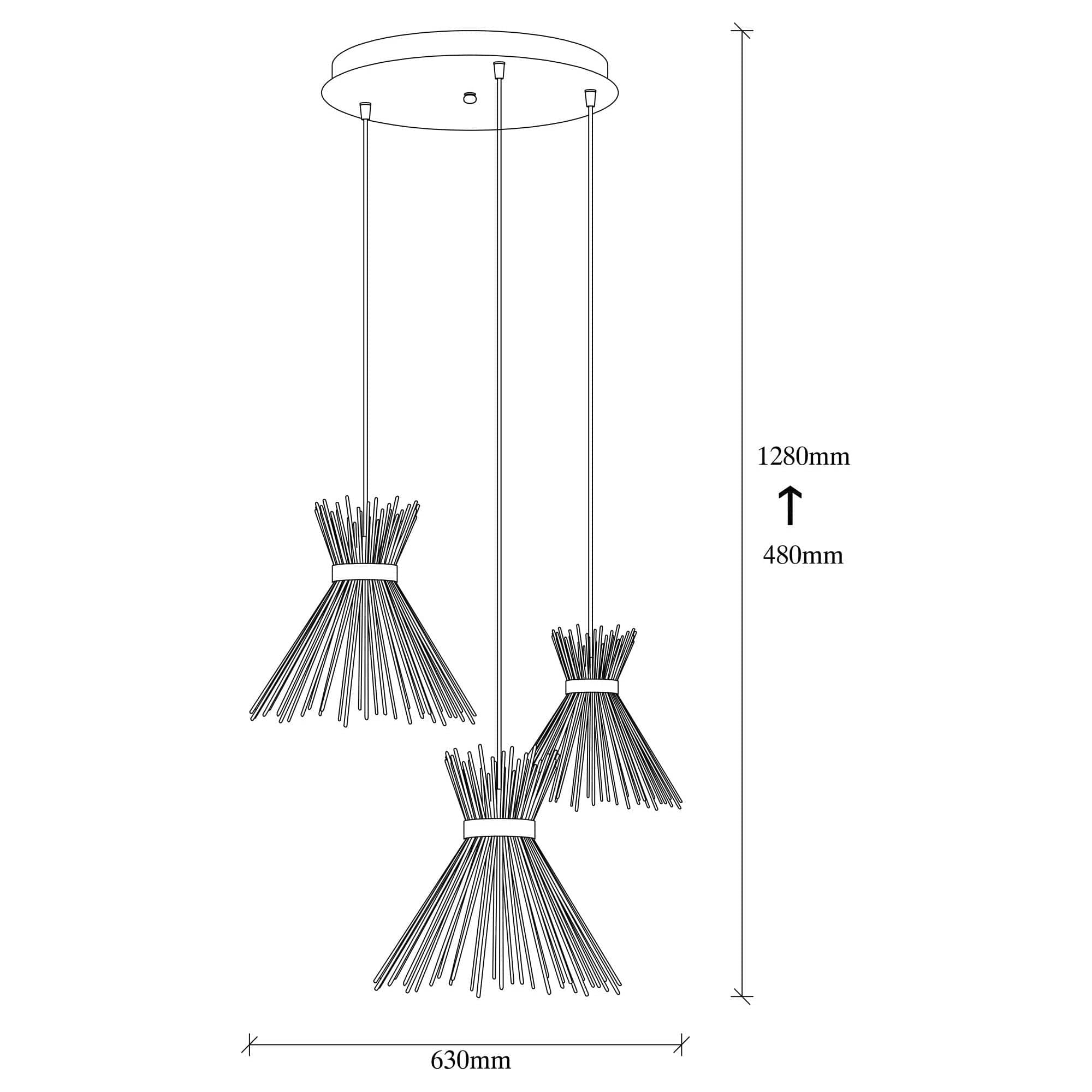 Lustra KIRPI 3086, metal, 63x63x48-128 cm