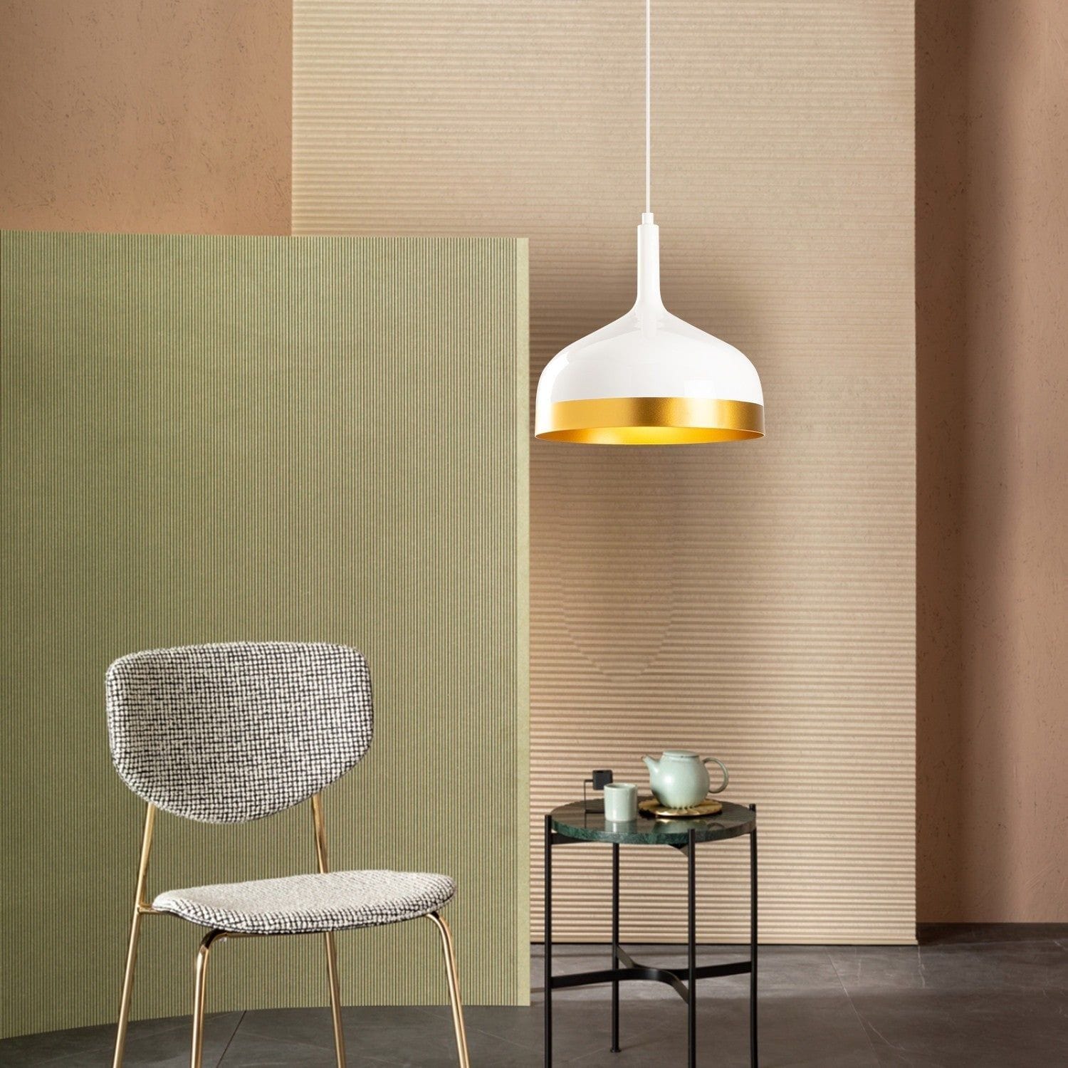 Lustra SAGLAM 3724, alb/auriu, metal, 30x40-128 cm