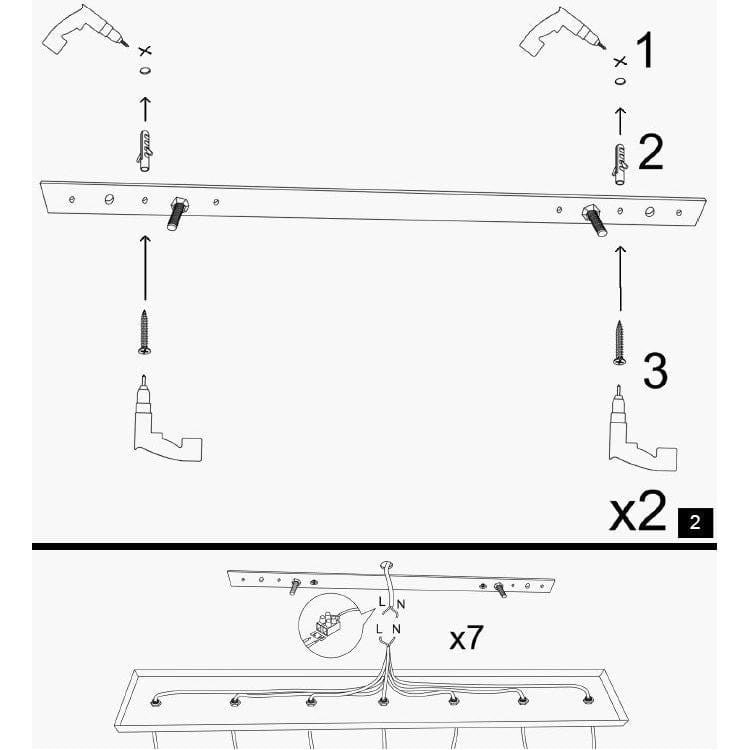 Lustra SAGLAM 3777, negru, metal, 68x36x42-132 cm
