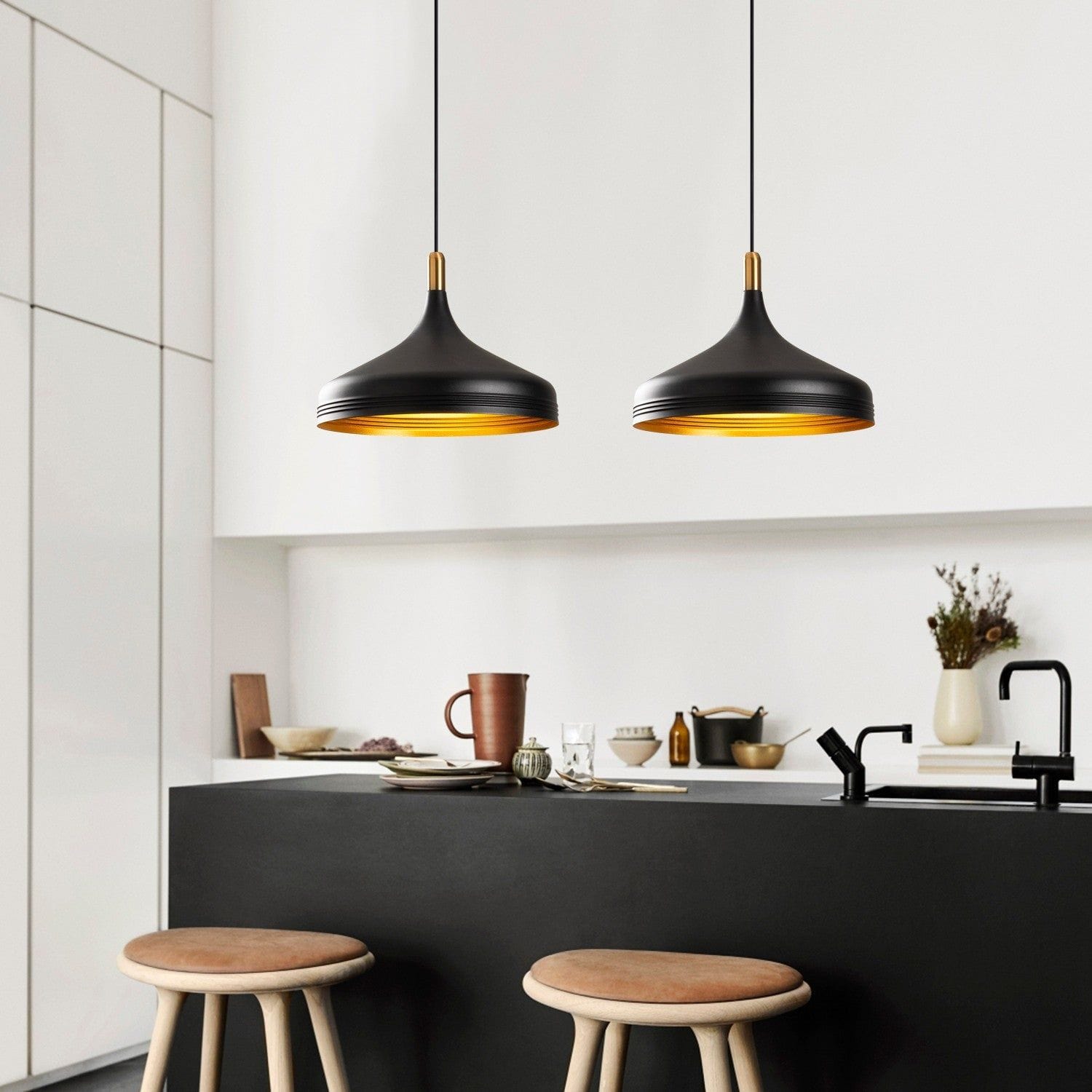 Lustra SAGLAM 3777, negru, metal, 68x36x42-132 cm