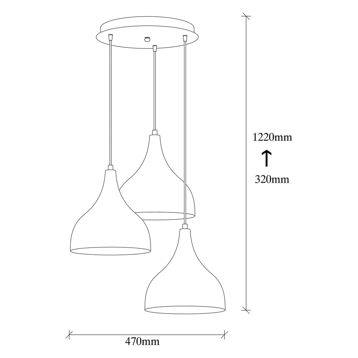 Lustra SAGLAM 3780, metal, 47x16x32-122 cm
