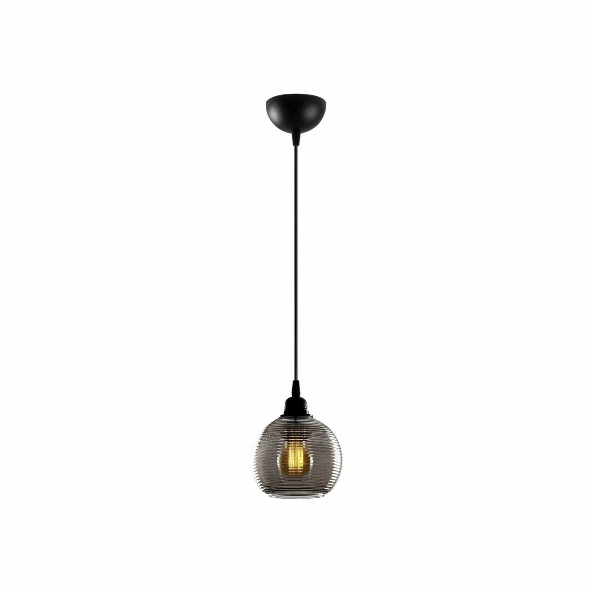 Lustra SMOKED 030, negru, metal/sticla, 15x31-114 cm