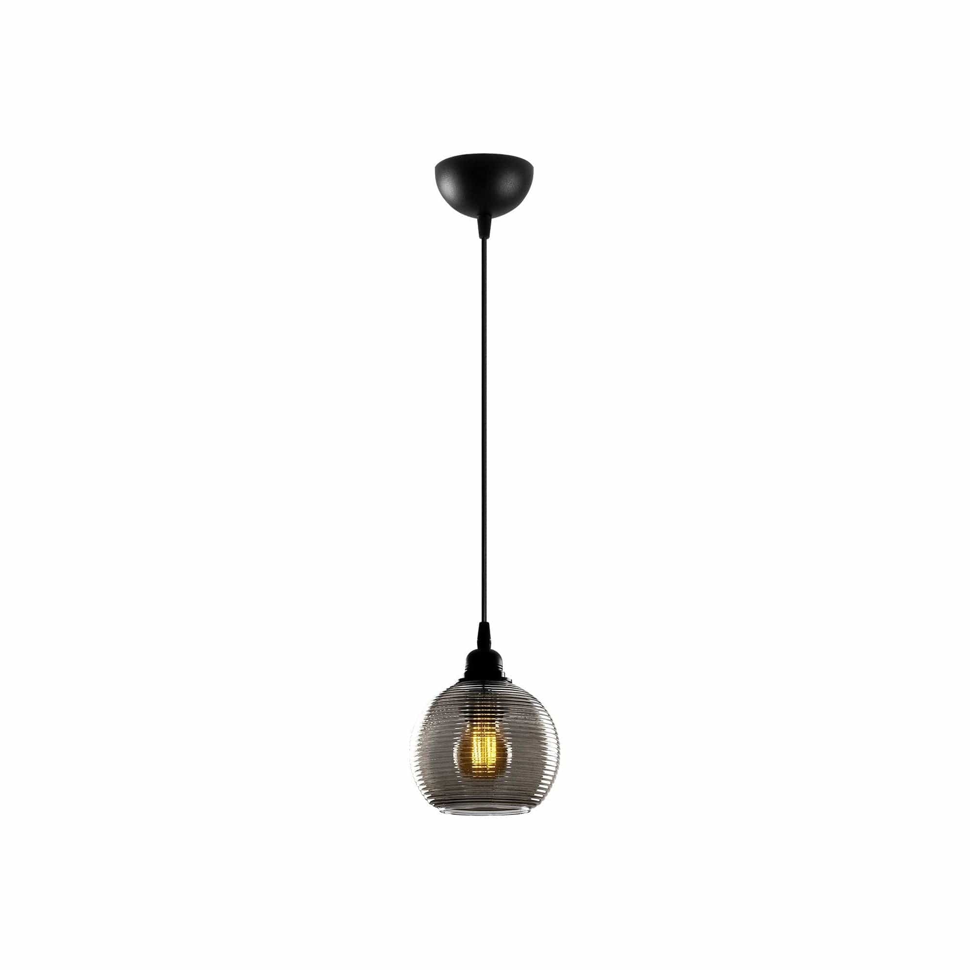 Lustra SMOKED 030, negru, metal/sticla, 15x31-114 cm