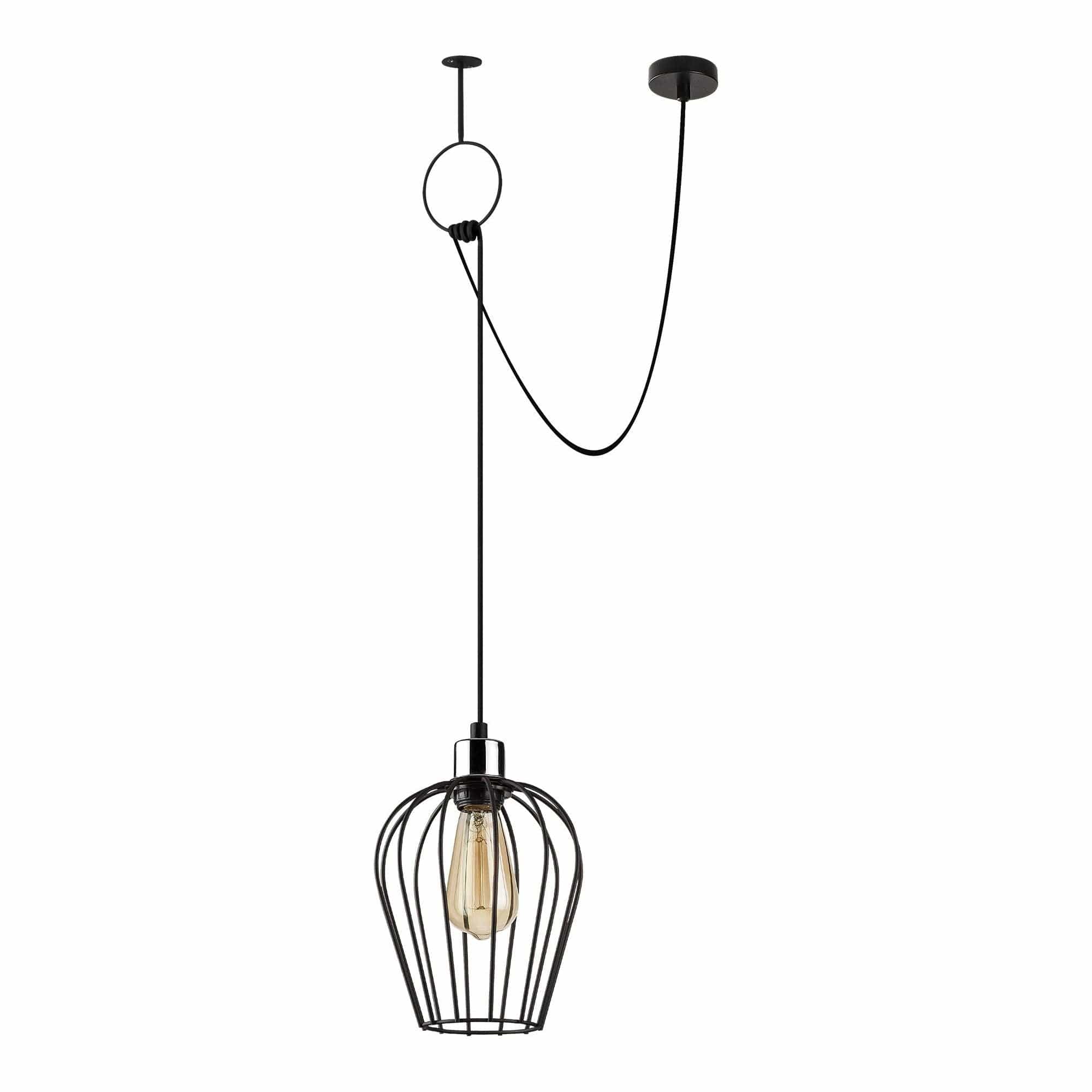 Lustra TEL 6681, negru, metal, 60/80x20x50/130 cm