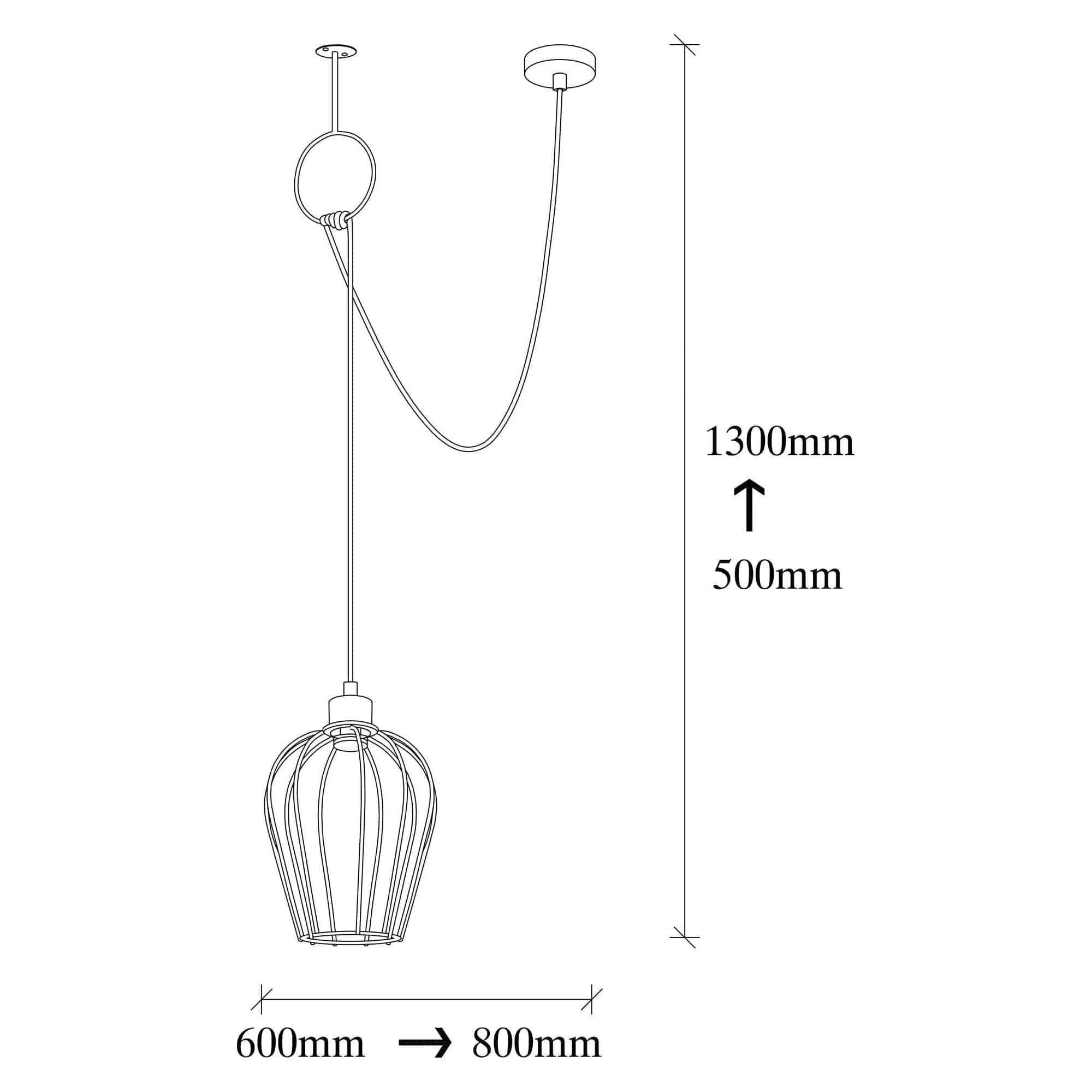 Lustra TEL 6681, negru, metal, 60/80x20x50/130 cm