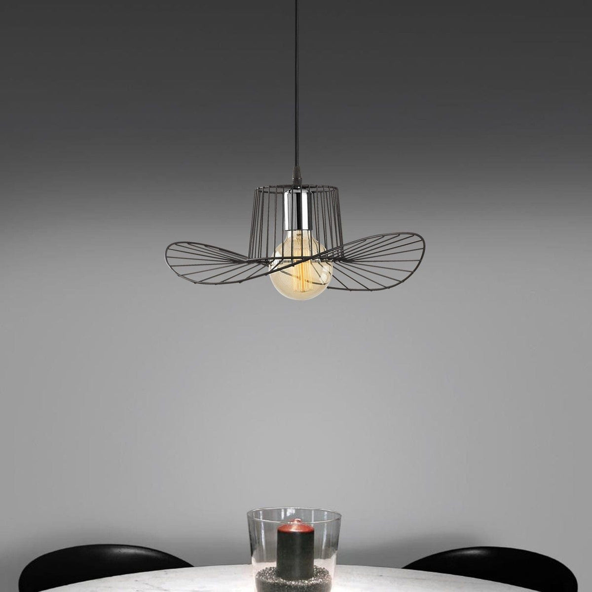 Lustra TEL 6736, metal, negru, 38x24-110 cm