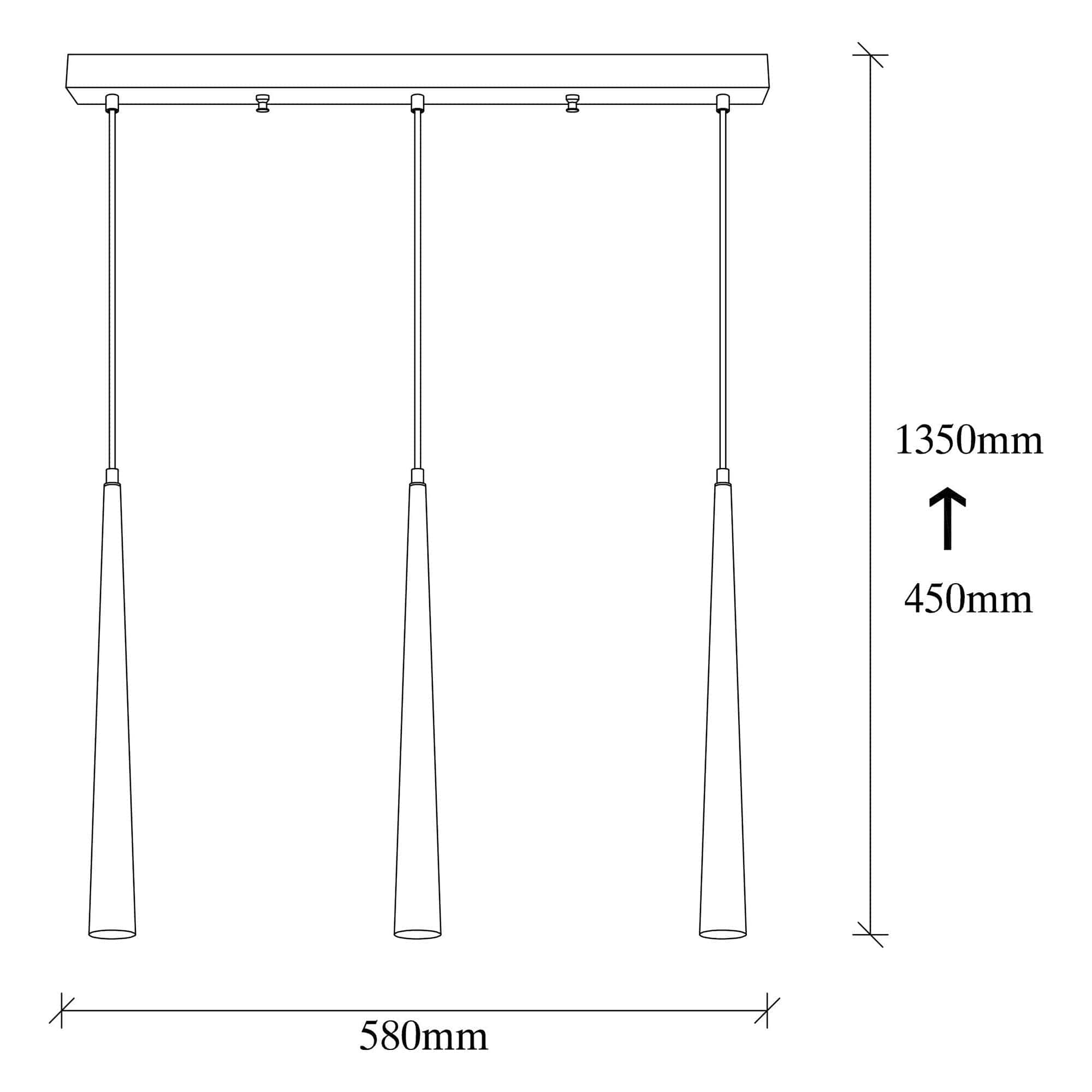 Lustra UZUM 6074, negru, metal, 58x4x45-135 cm