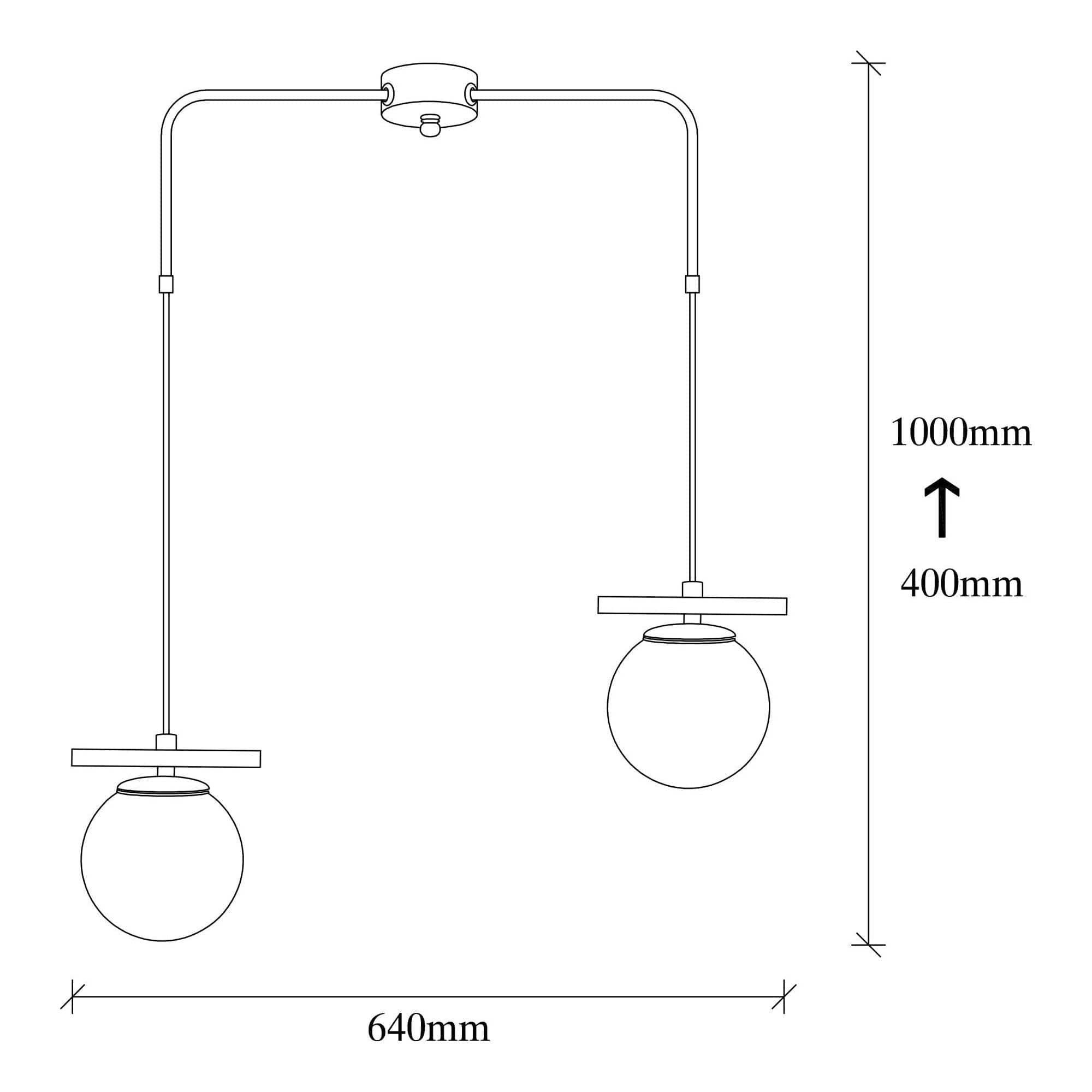 Lustra UZUM 6271, negru/alb, metal/sticla, 64x15x40-100 cm