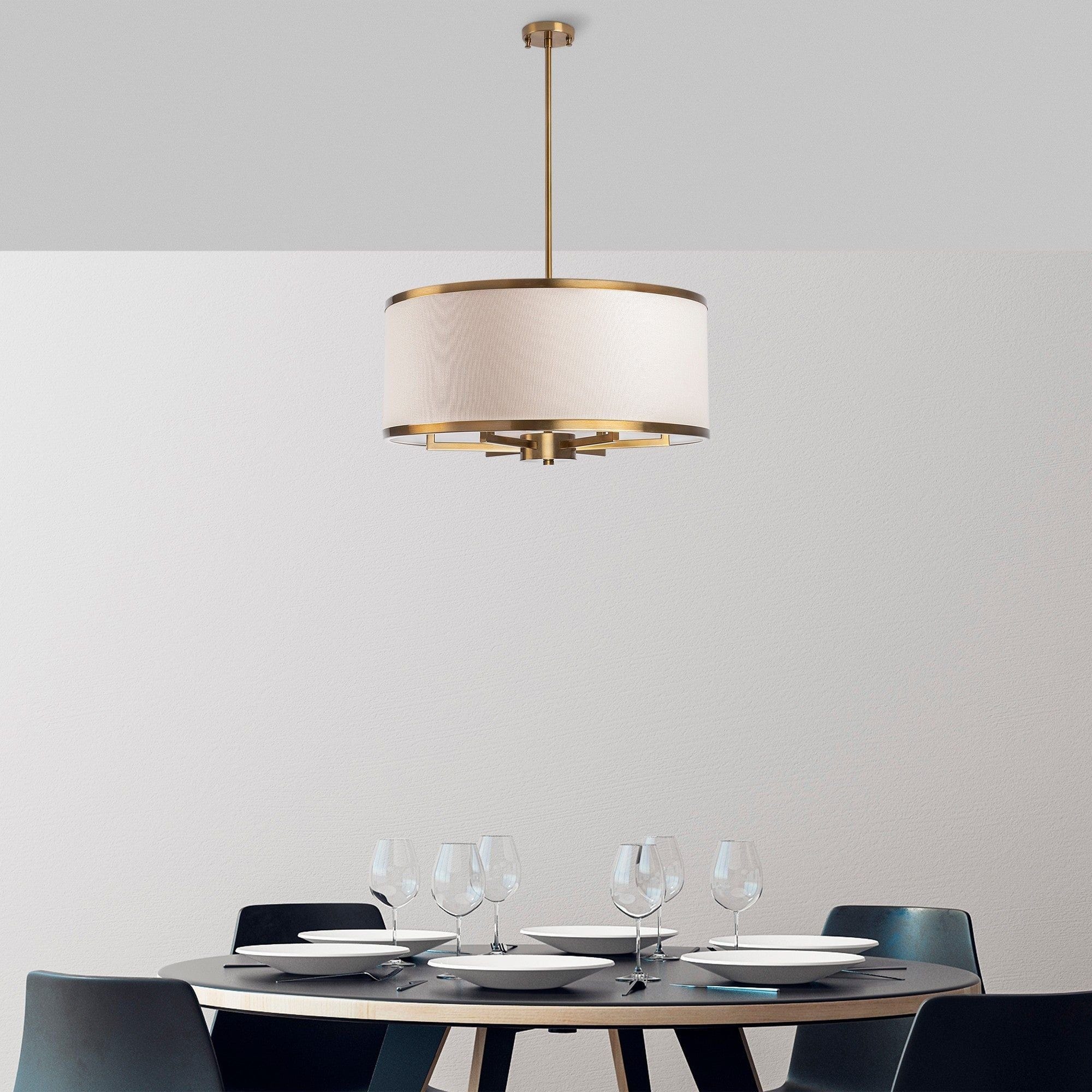 Lustra WAY 11655, auriu/crem, metal/material textil, 60x83 cm