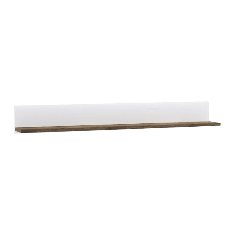 Polita perete LYNATET TYP 60, PAL laminat, alb strălucitor HG/stejar sonoma închis truflu, 150x19,5x20 cm