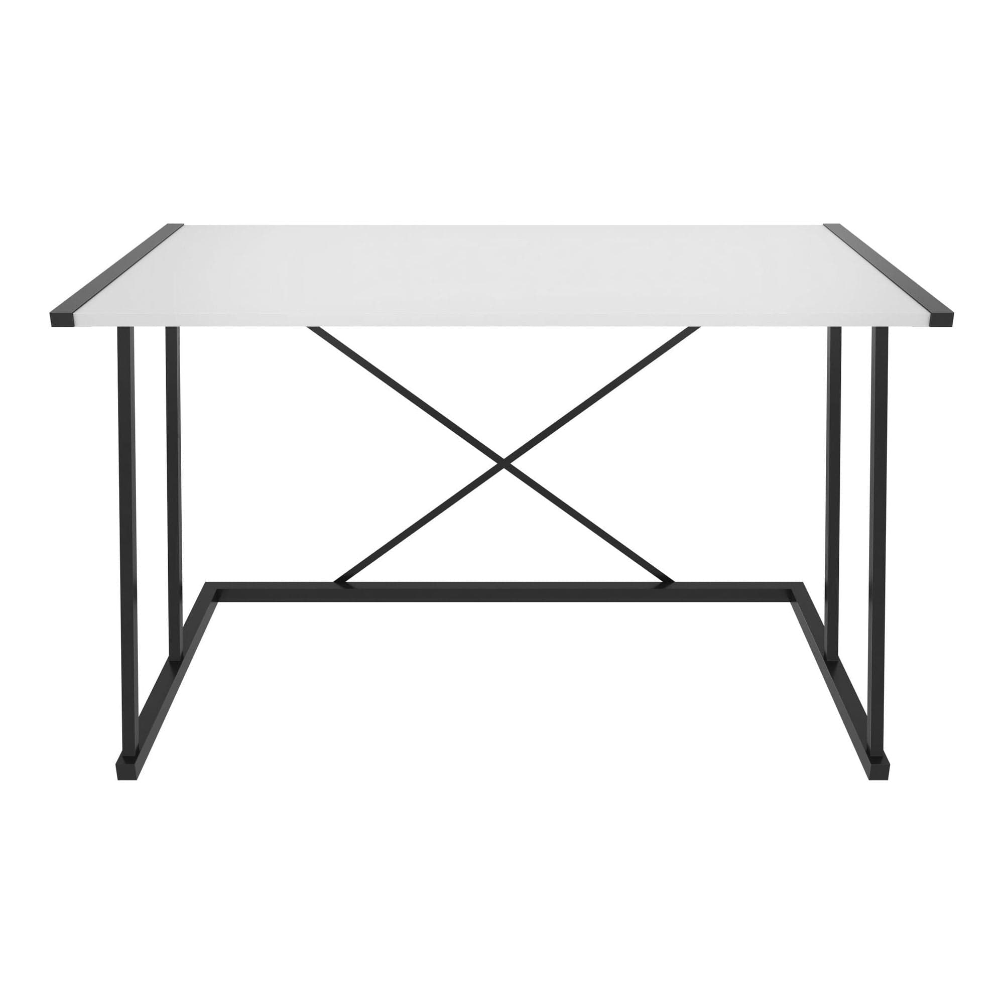 Masa birou ADELAIDE, alb/negru, PAL melaminat/metal, 114x60x75 cm