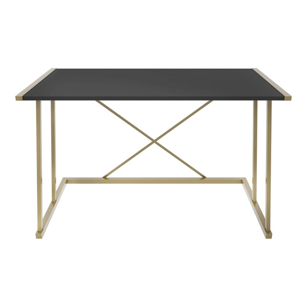 Masa birou ADELAIDE, gri inchis/auriu, PAL melaminat/metal, 114x60x75 cm