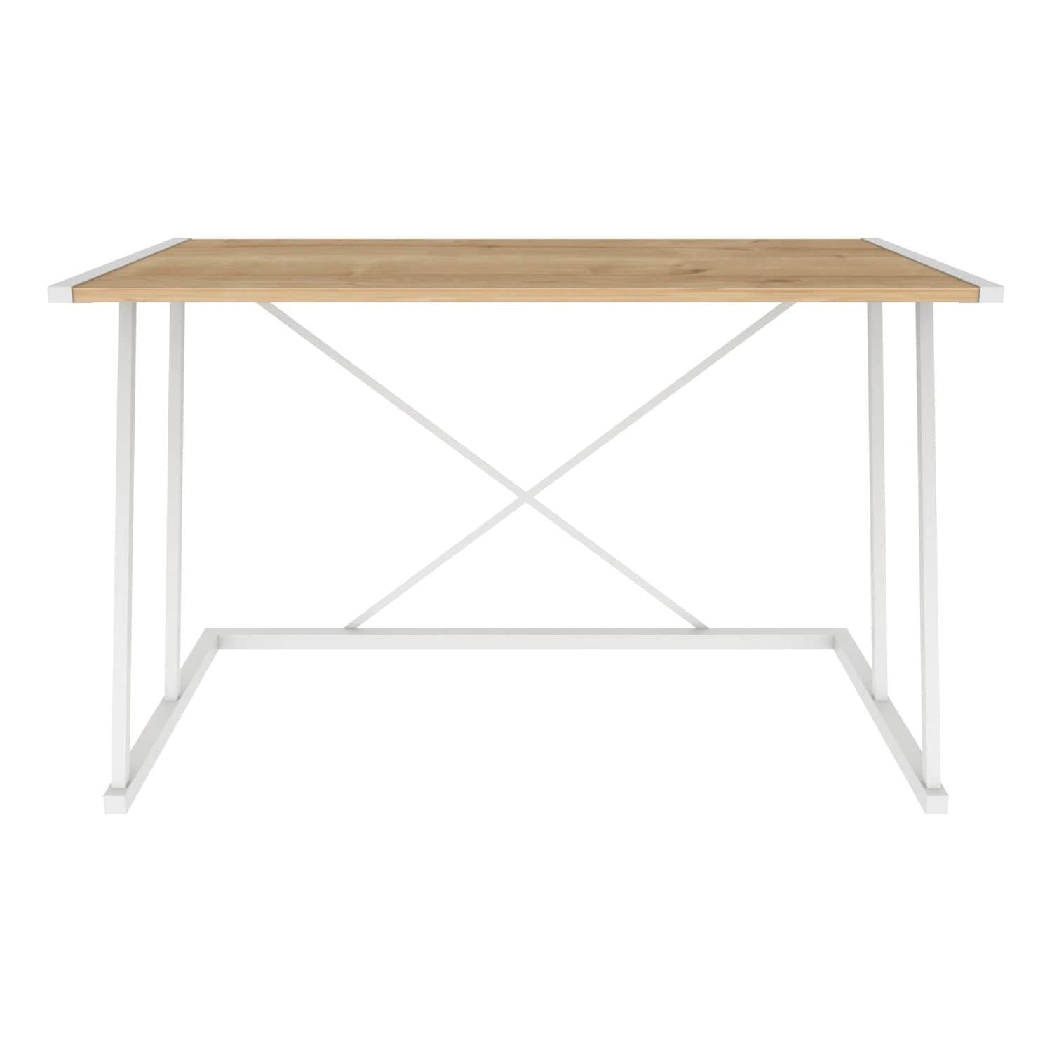 Masa birou ADELAIDE, stejar/alb, PAL melaminat/metal, 114x60x75 cm