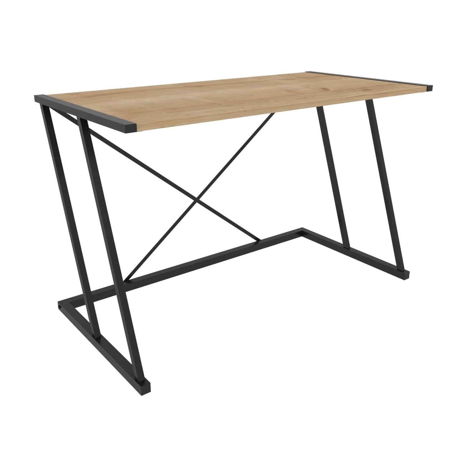 Masa birou ADELAIDE, stejar/negru, PAL melaminat/metal, 114x60x75 cm