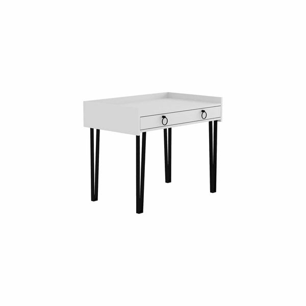 Masa birou BURETE, alb/negru, PAL melaminat/metal, 100x62x82 cm