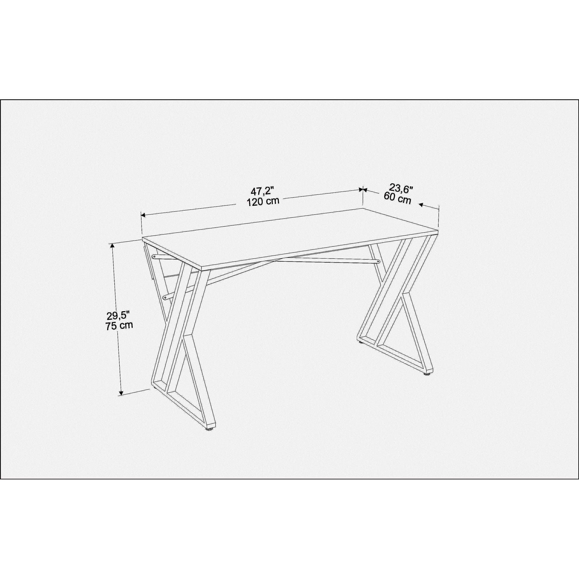 Masa birou GYZA, alb cu efect de marmura, alb, PAL melaminat, 120x60x75 cm