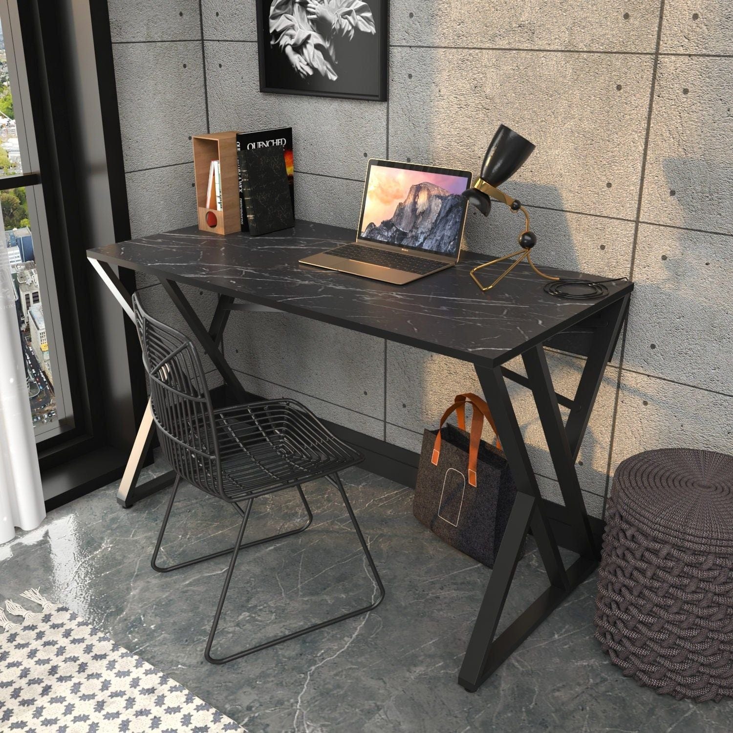 Masa birou GYZA, negru, PAL melaminat, 120x60x75 cm