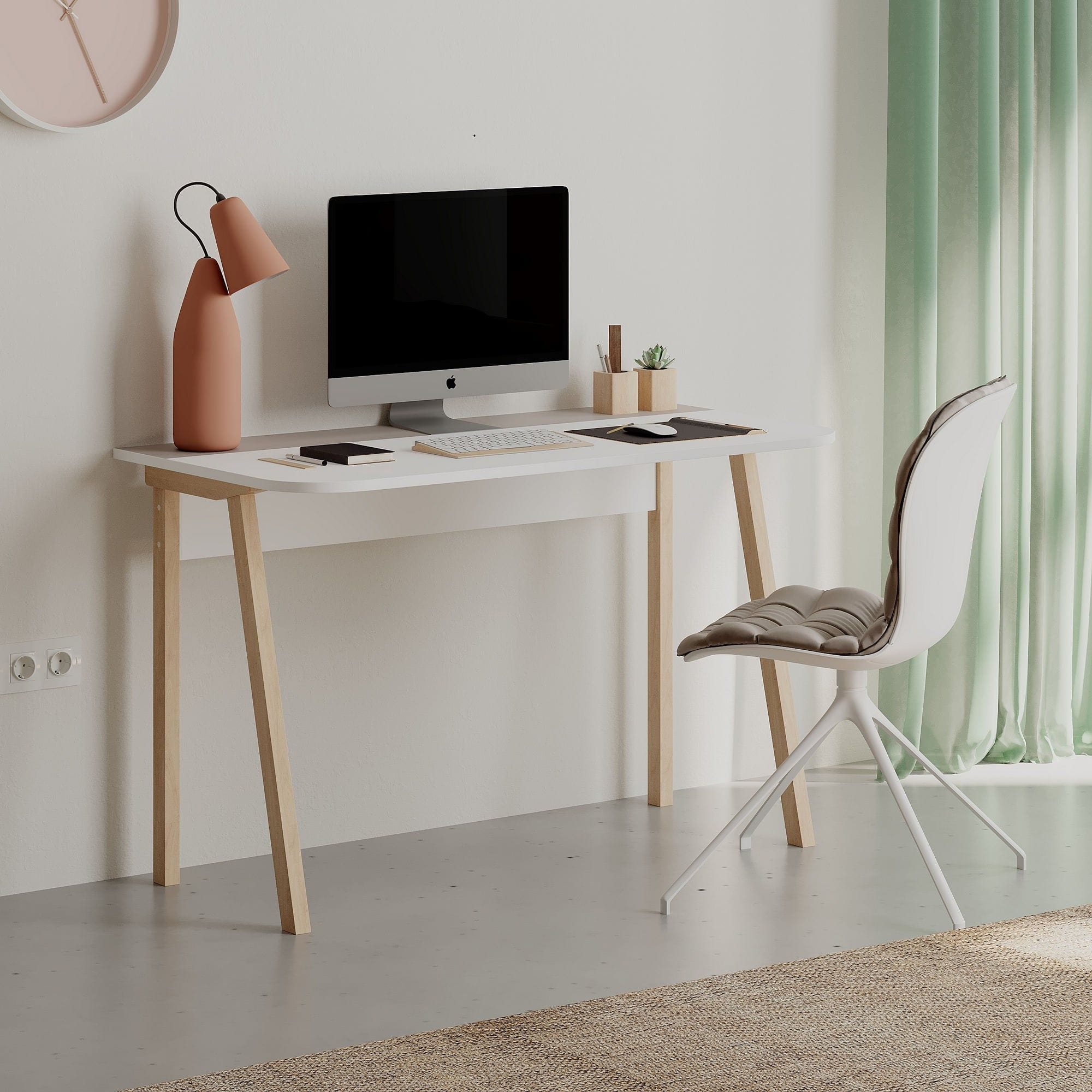 Masa birou LUTON, gri/stejar, PAL melaminat, 120x60x75 cm