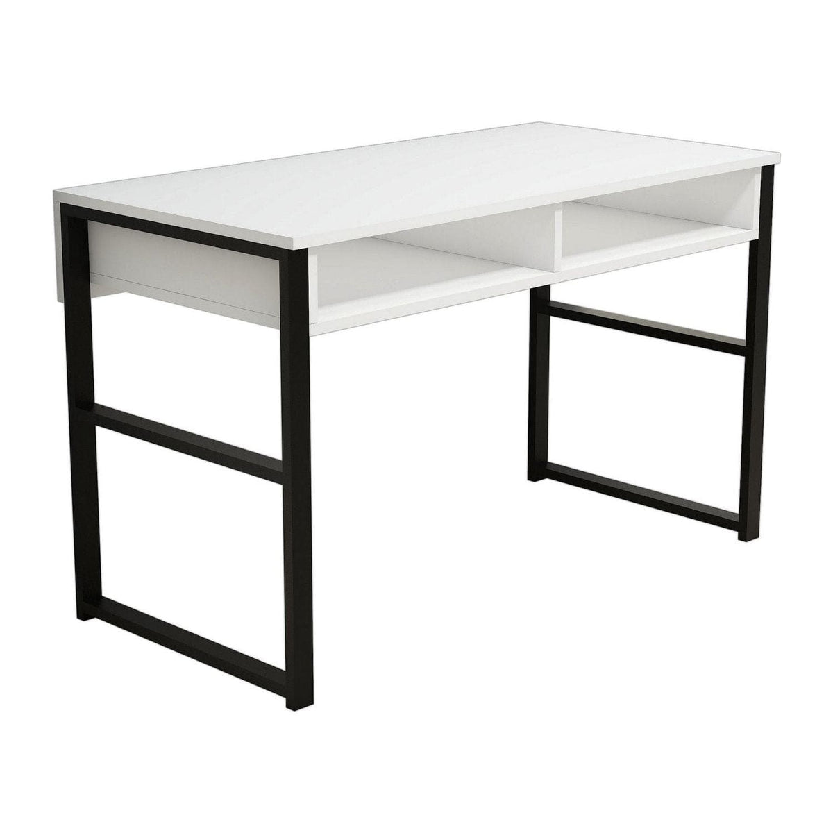 Masa birou MISTO, alb/negru, PAL melaminat/metal, 120x60x75 cm