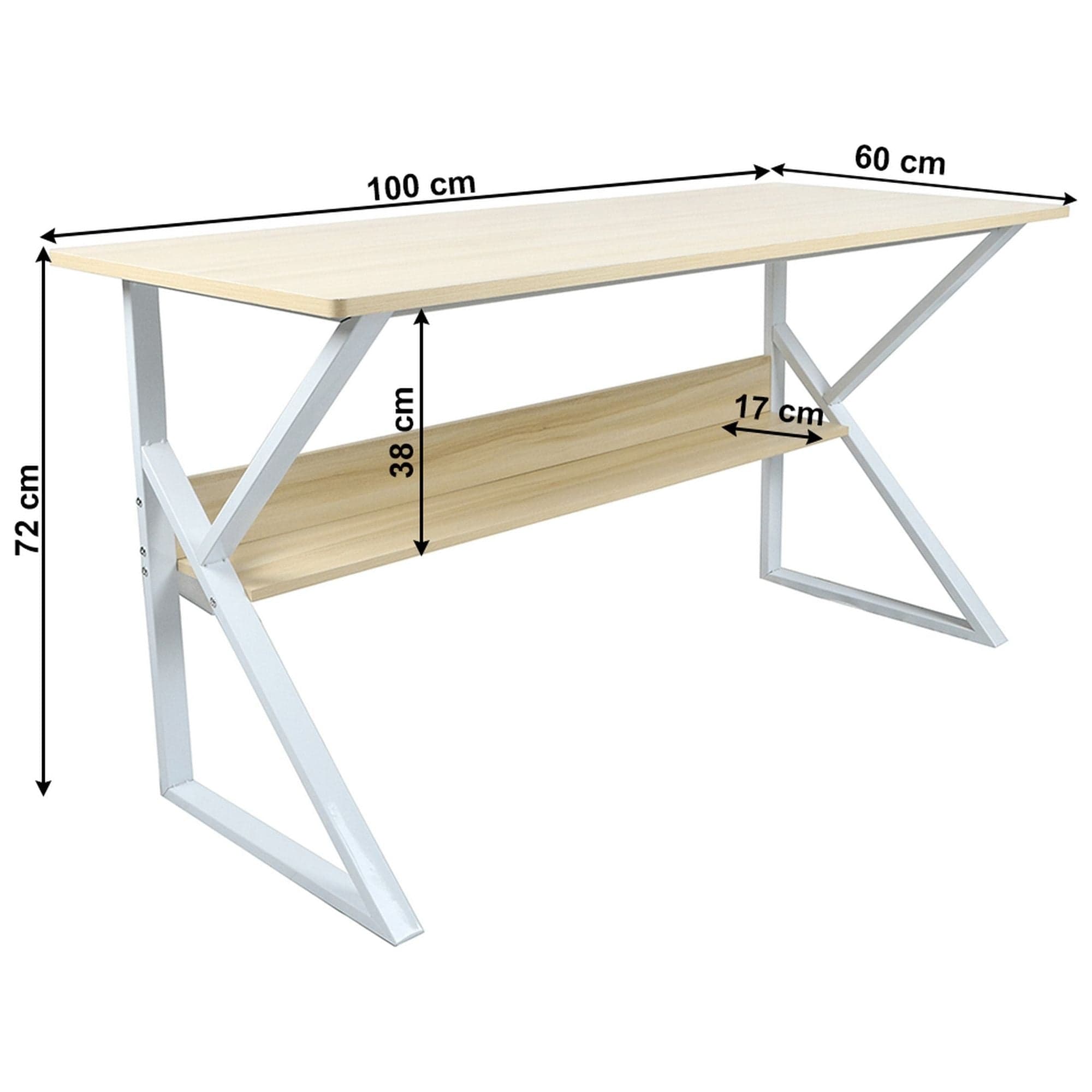 Masa birou TARCAL, stejar natural/alb, 100x60x72 cm