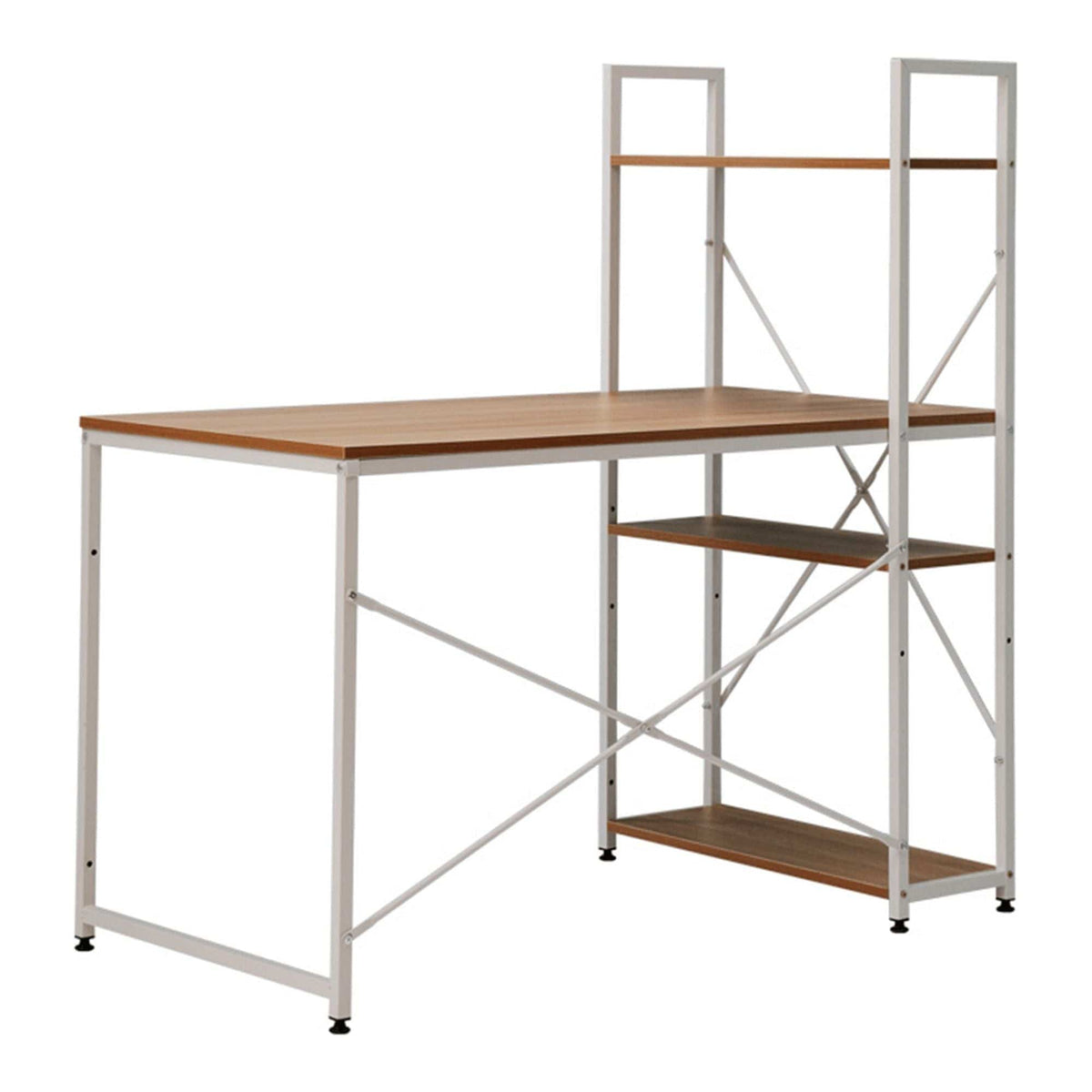 Masa birou VEINA, stejar/alb, DTD laminat/metal, 120x60/64x72/122 cm